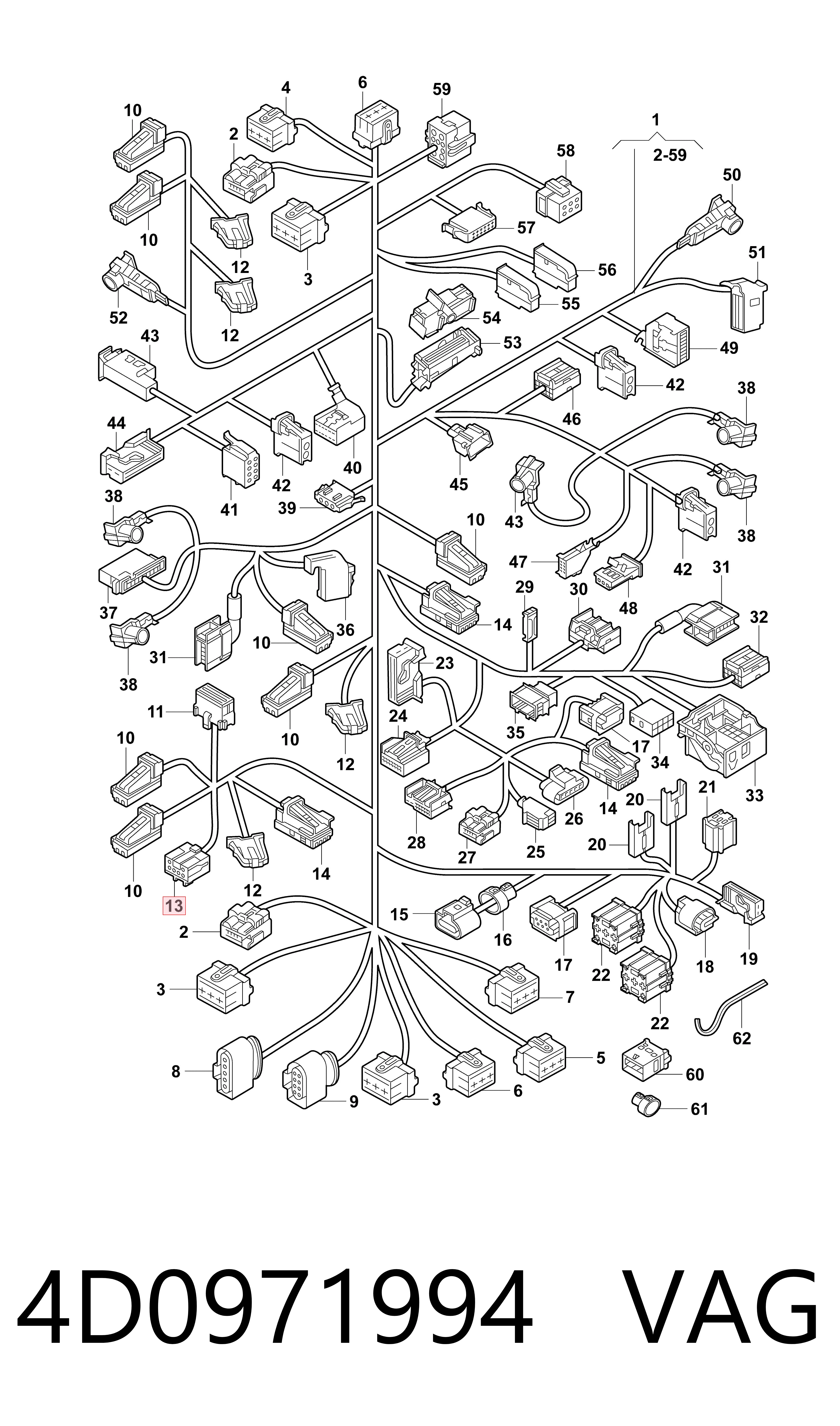 4D0971994 VAG Conector de alternador