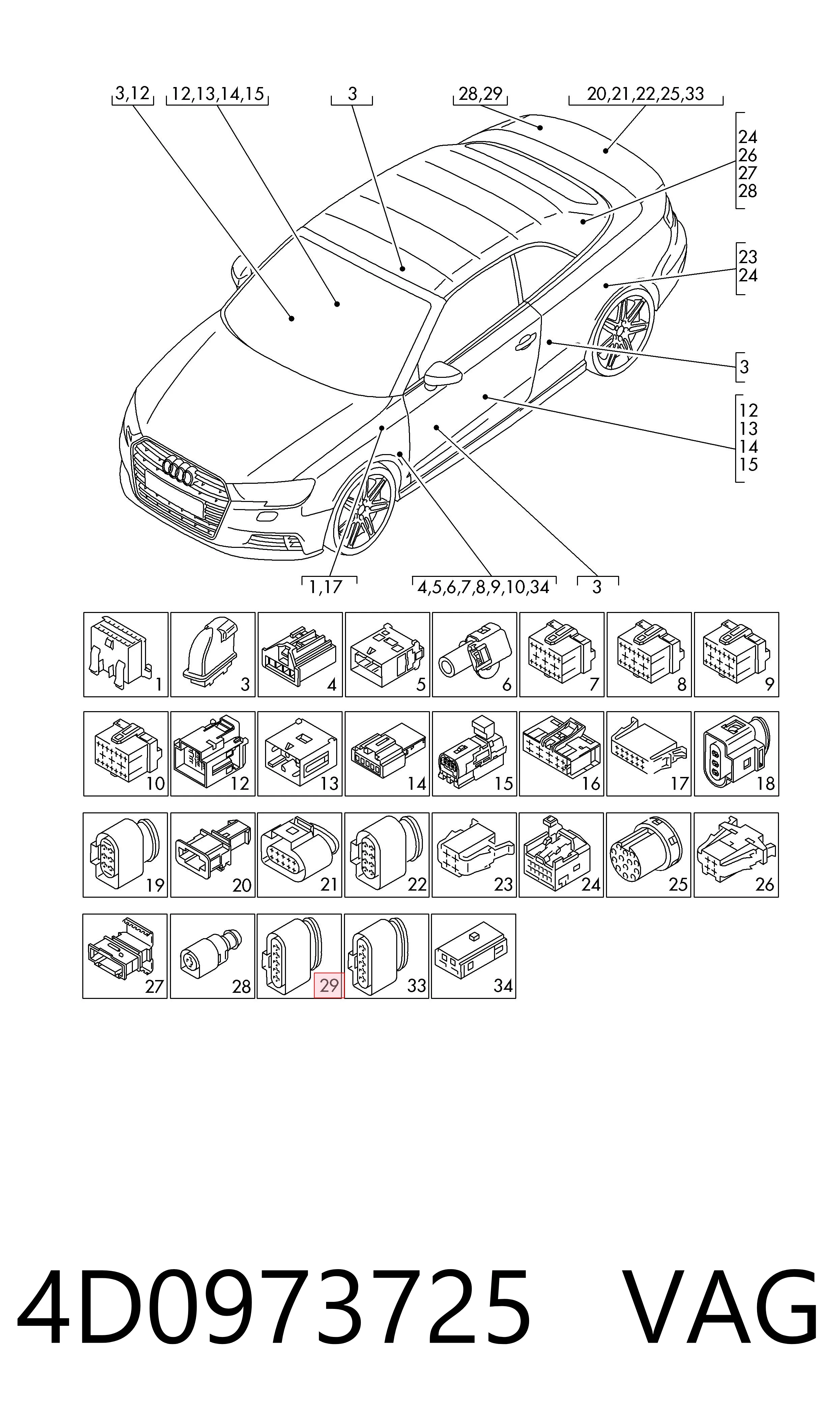 4D0973725 VAG Conector de luz trasera