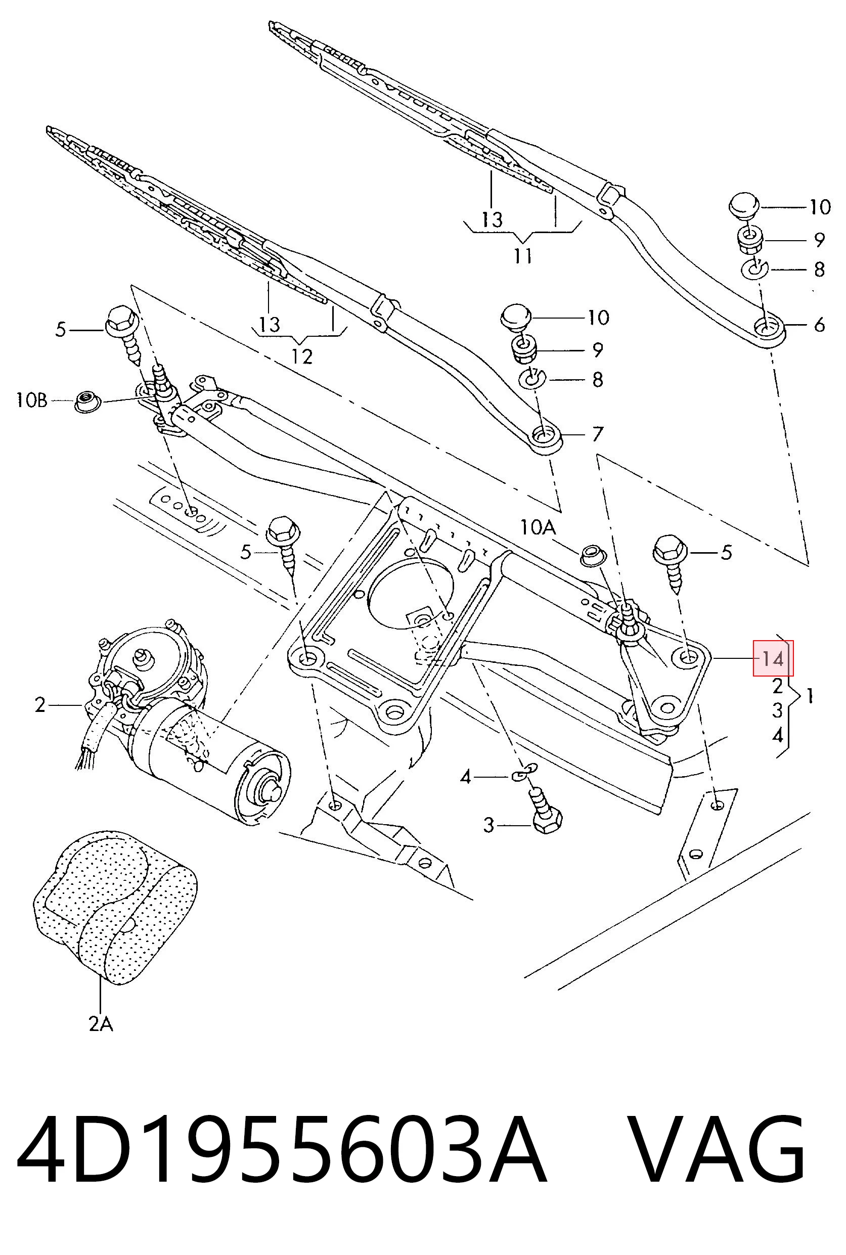 Trapezio del limpiaparabrisas 4D1955603A VAG