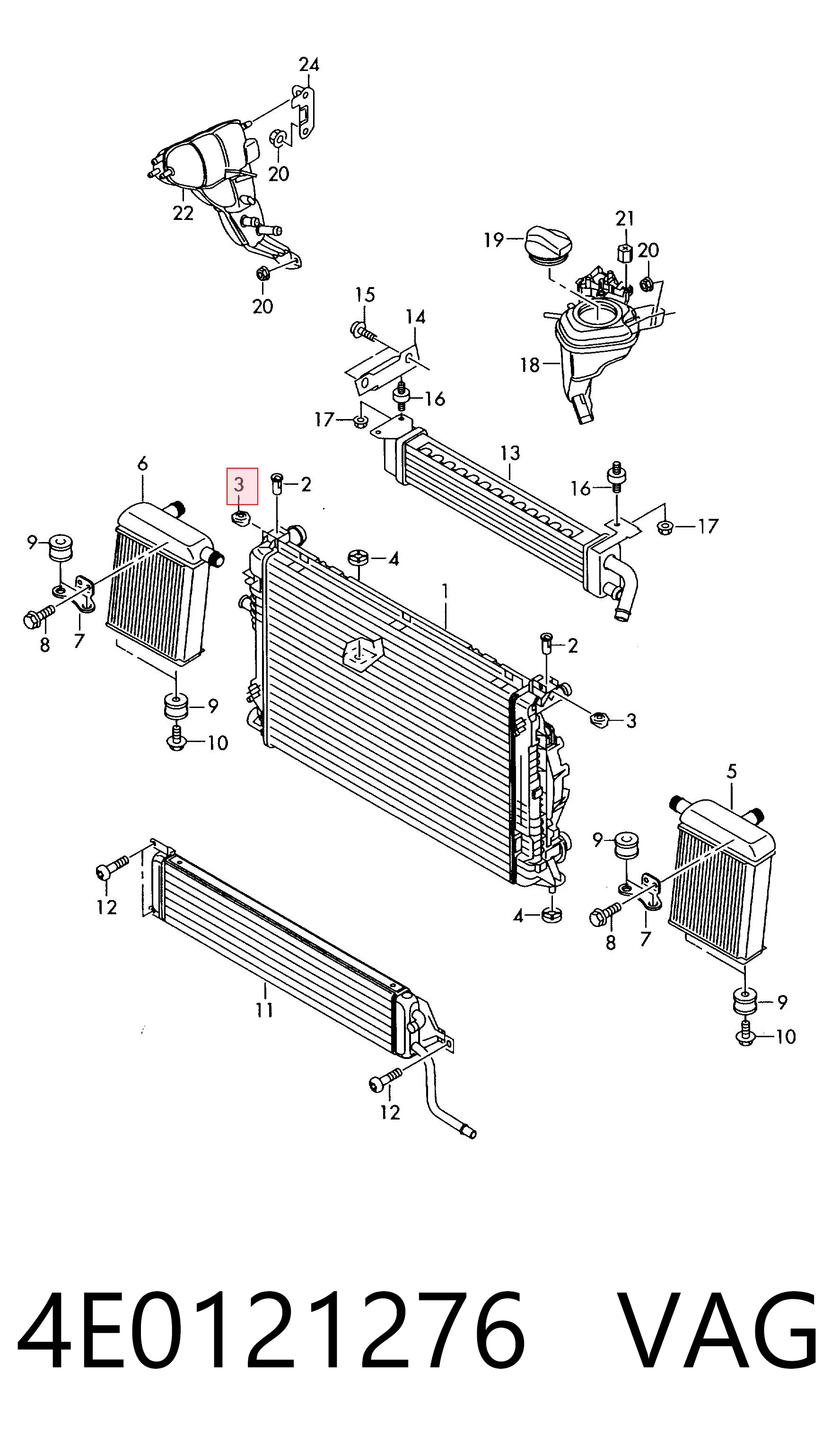 4E0121276 VAG Soporte superior de radiador