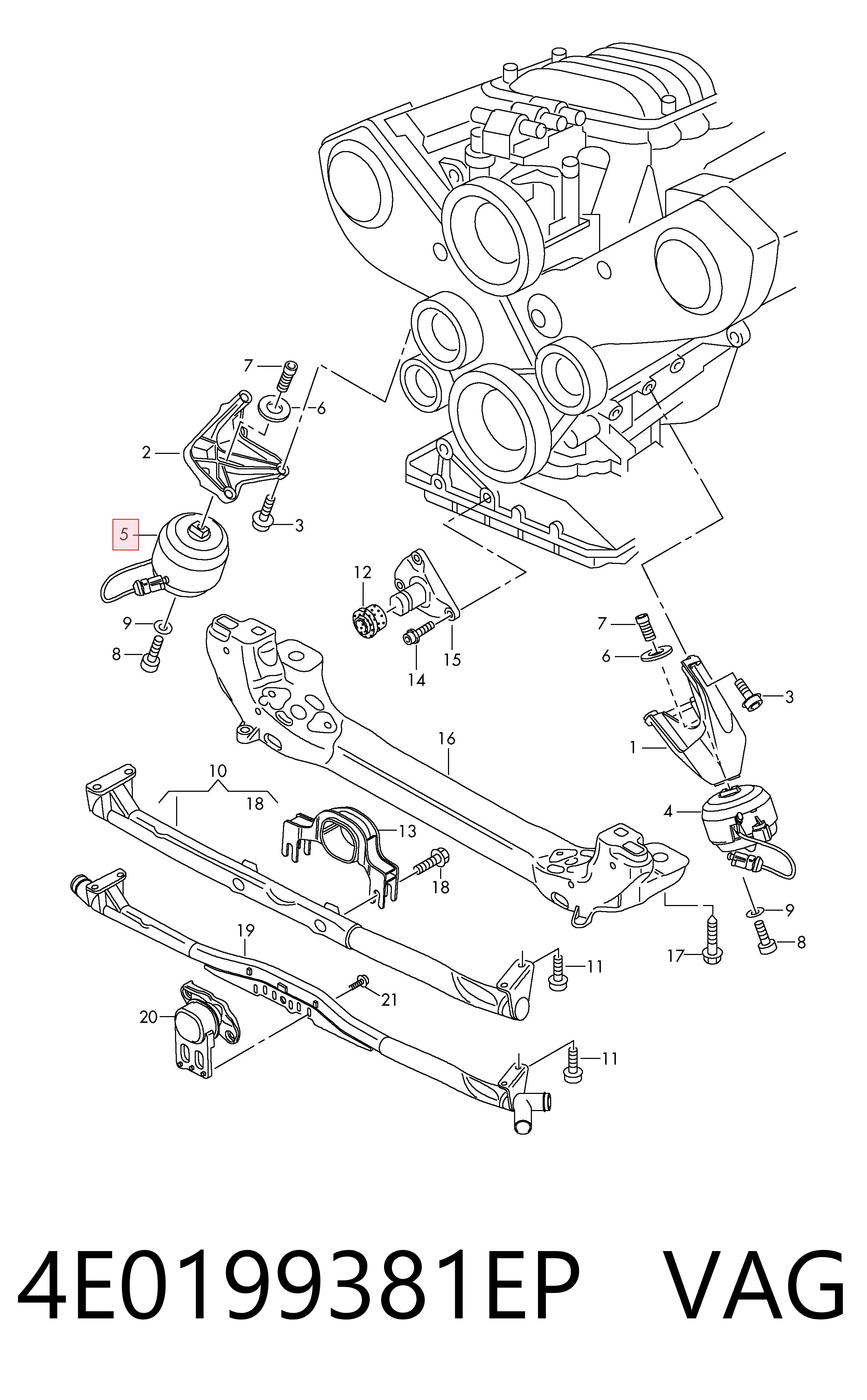Soporte de motor derecho 4E0199381EP VAG