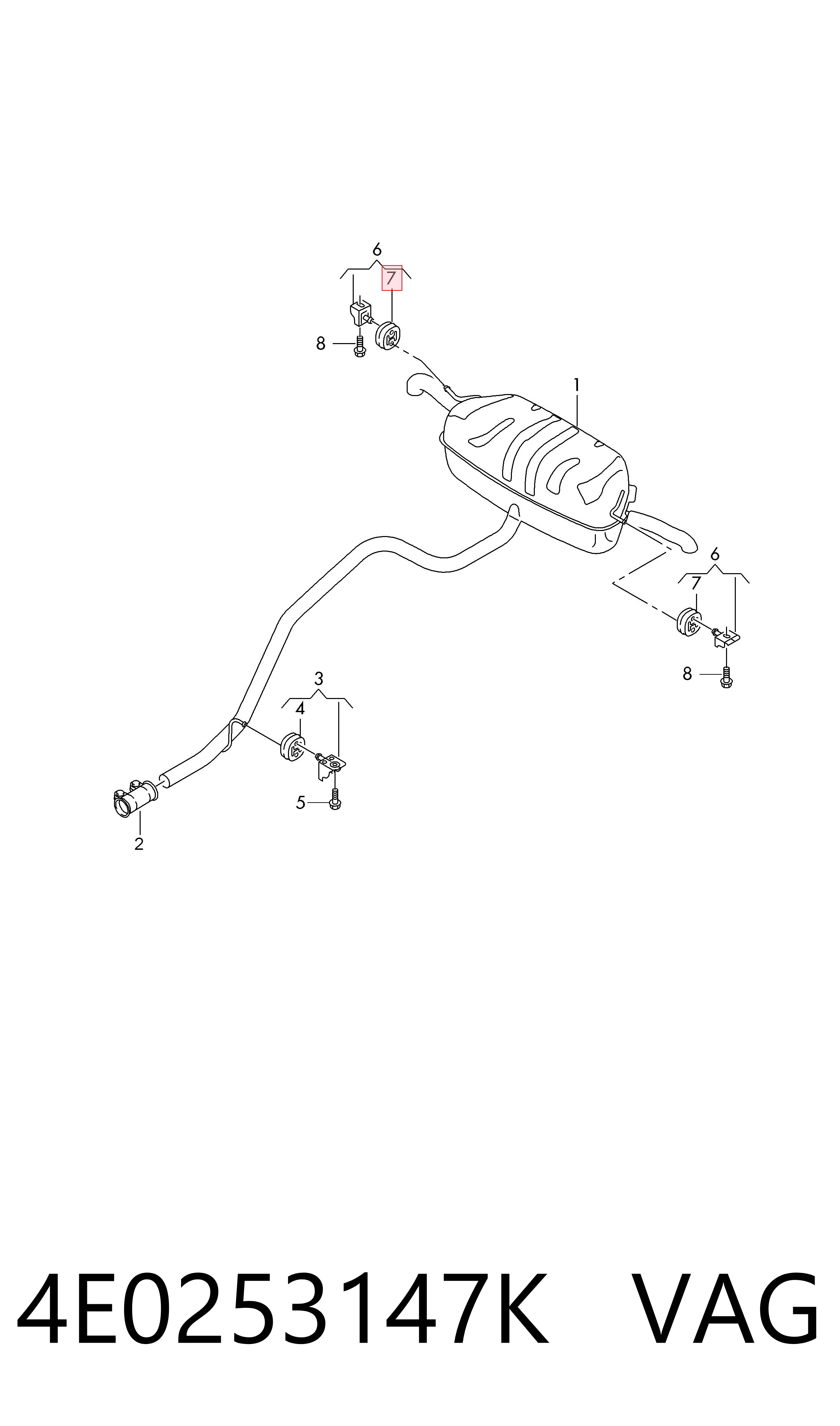 4E0253147K VAG Soporte de escape