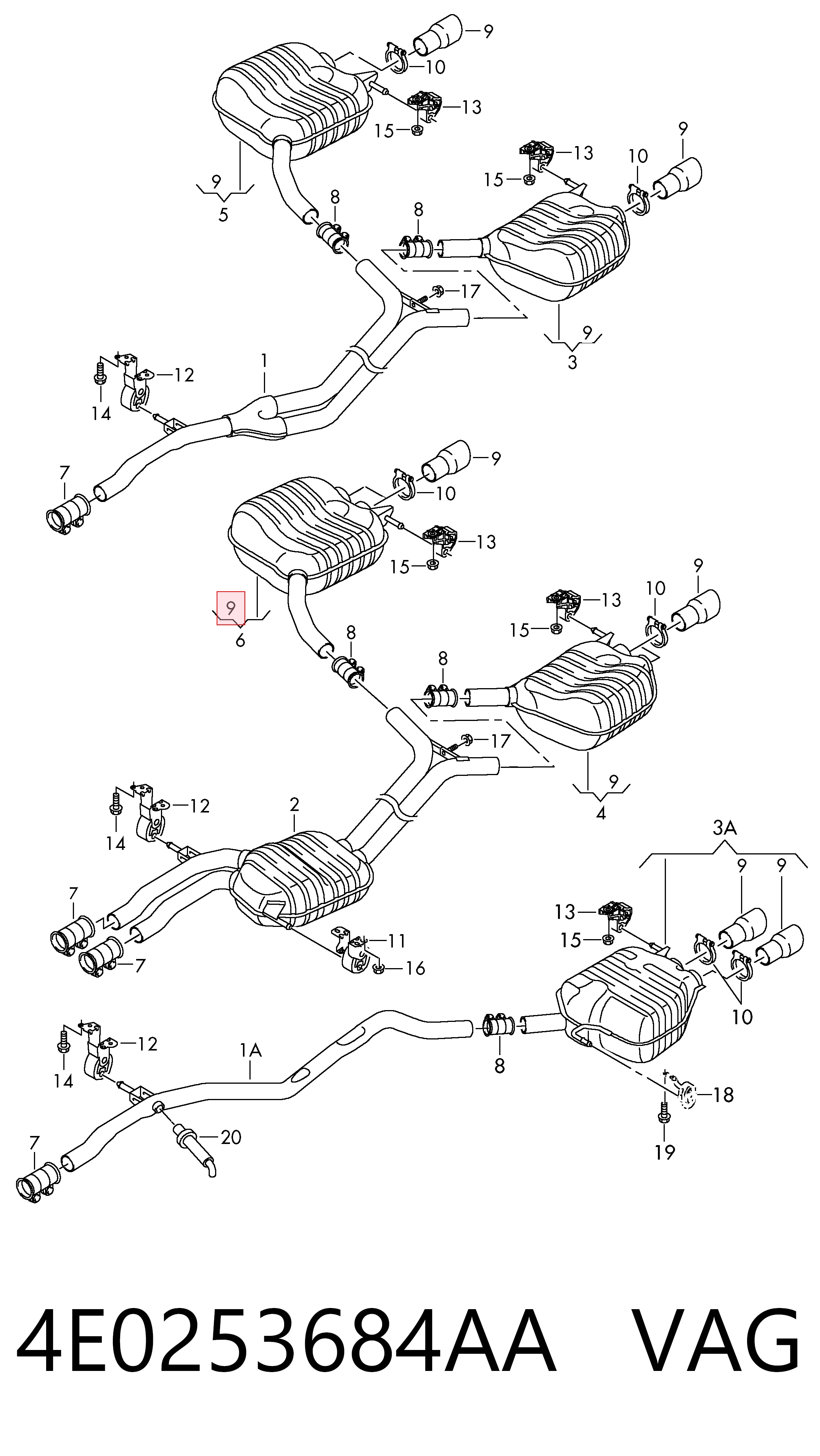Silenciador trasero para Audi Q5  8RB