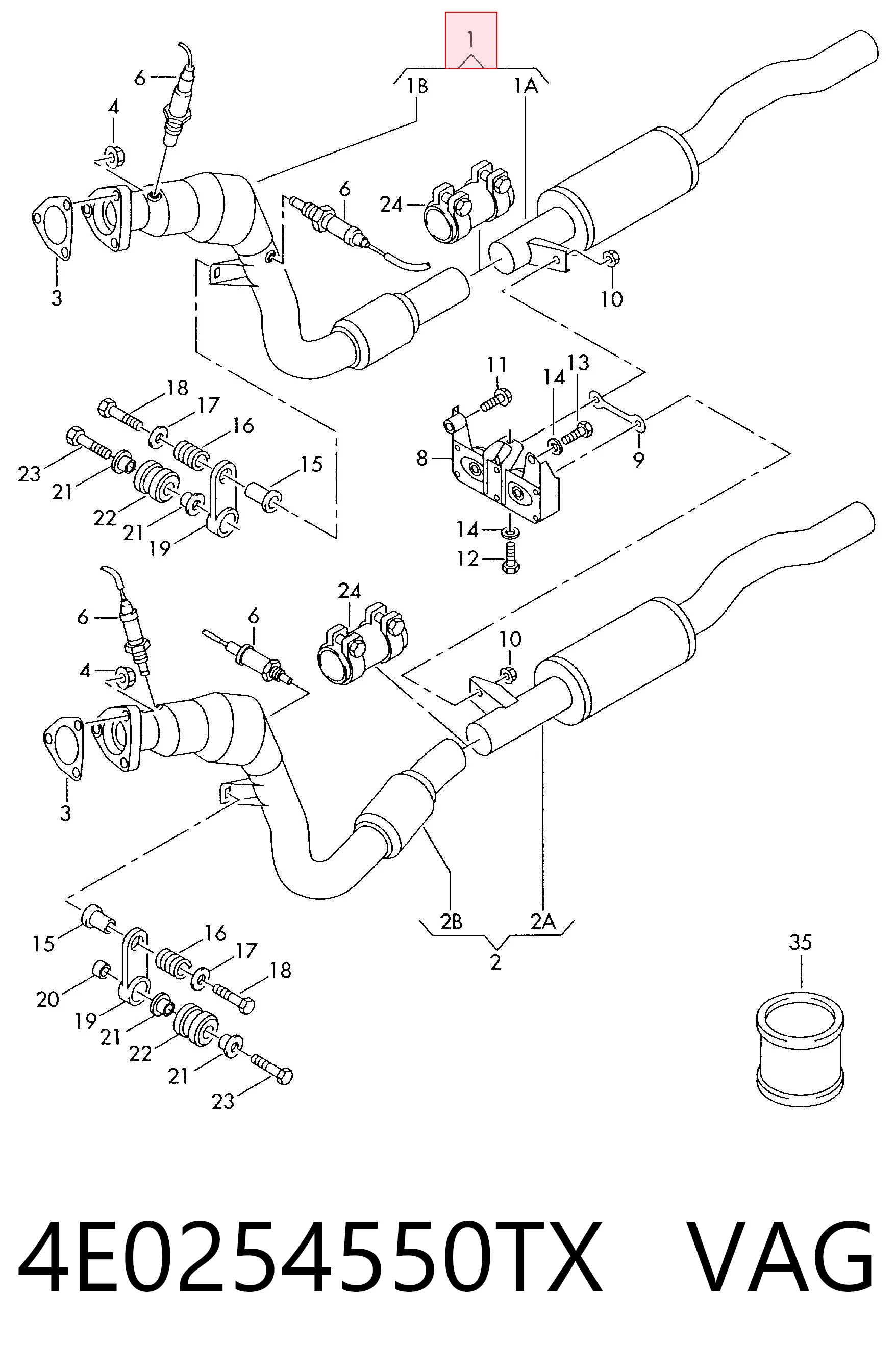 Silenciador delantero para Audi A8 4E2, 4E8