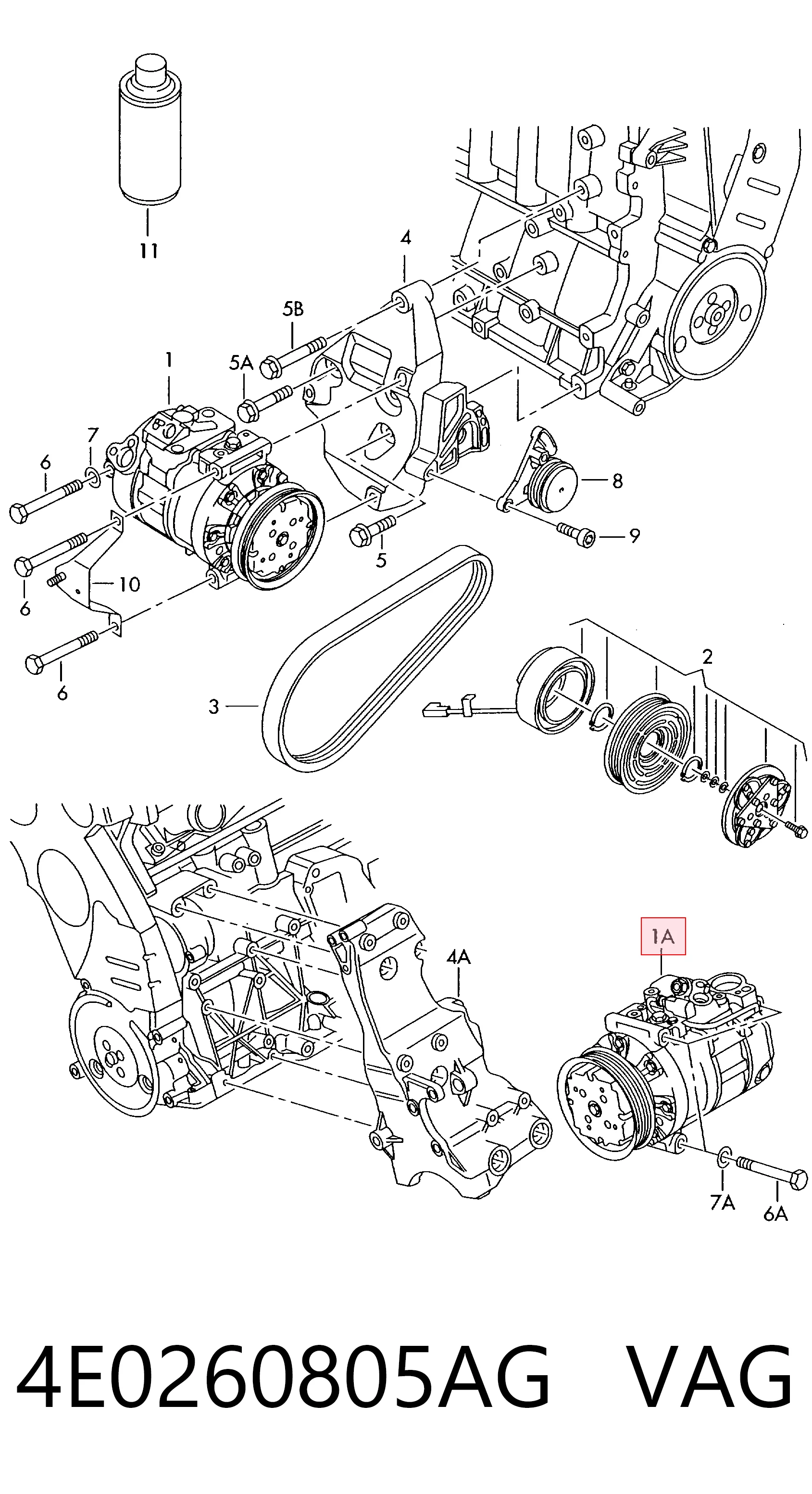 4E0260805AG VAG Compresor climatizador