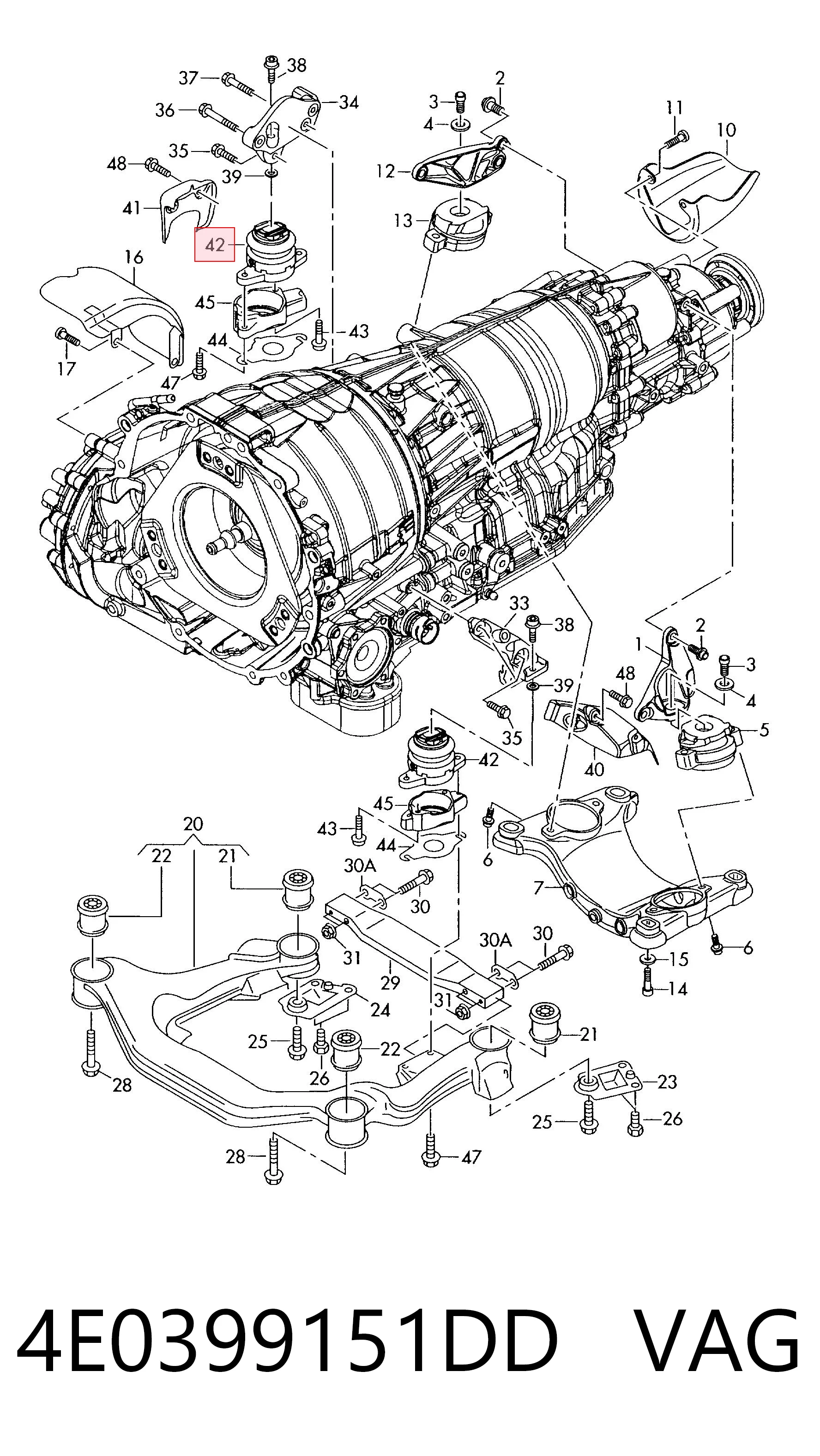 4E0399151DD VAG Soporte de caja de velocidades