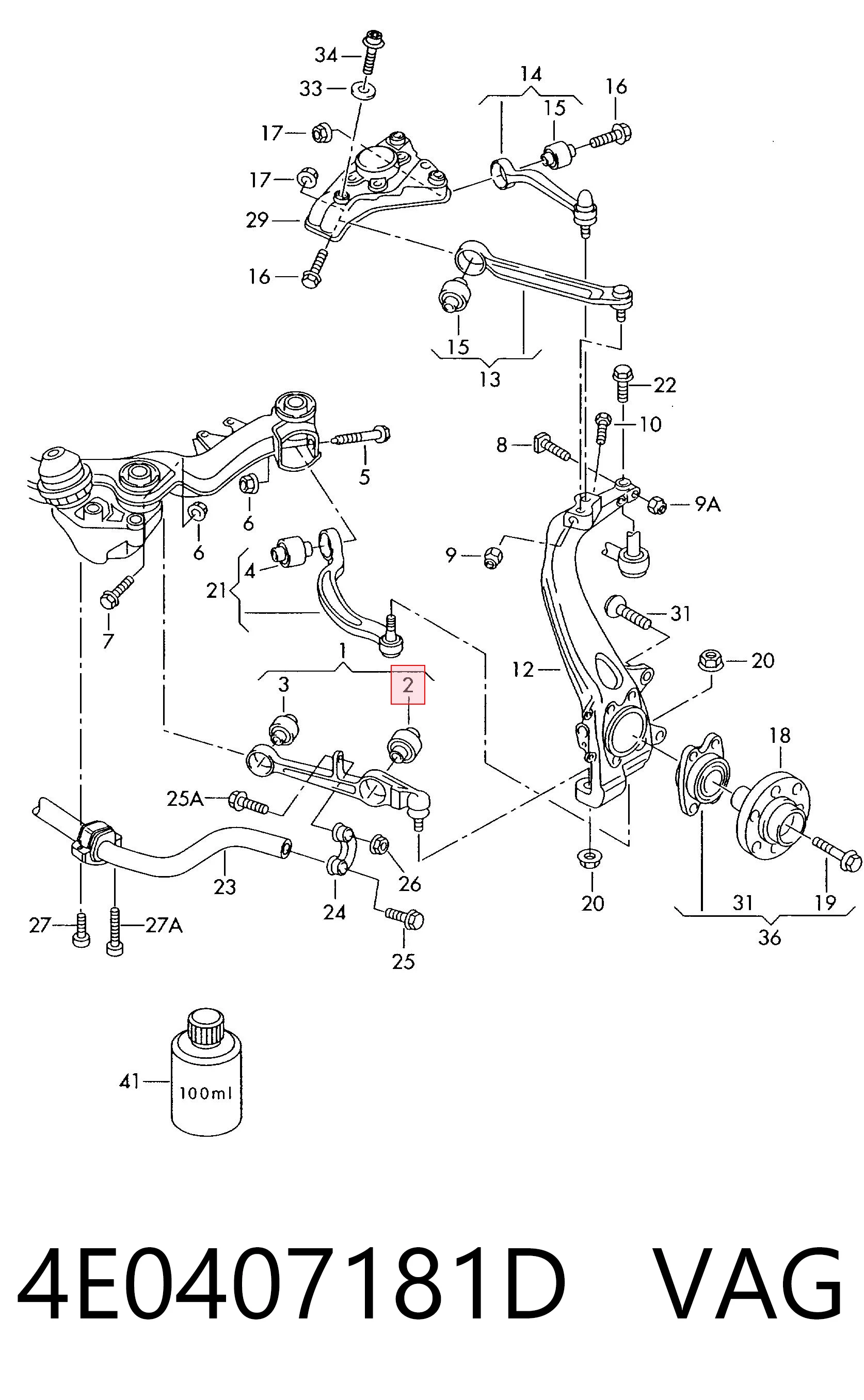 4E0407181D VAG Silentblock de brazo de suspensión delantero inferior
