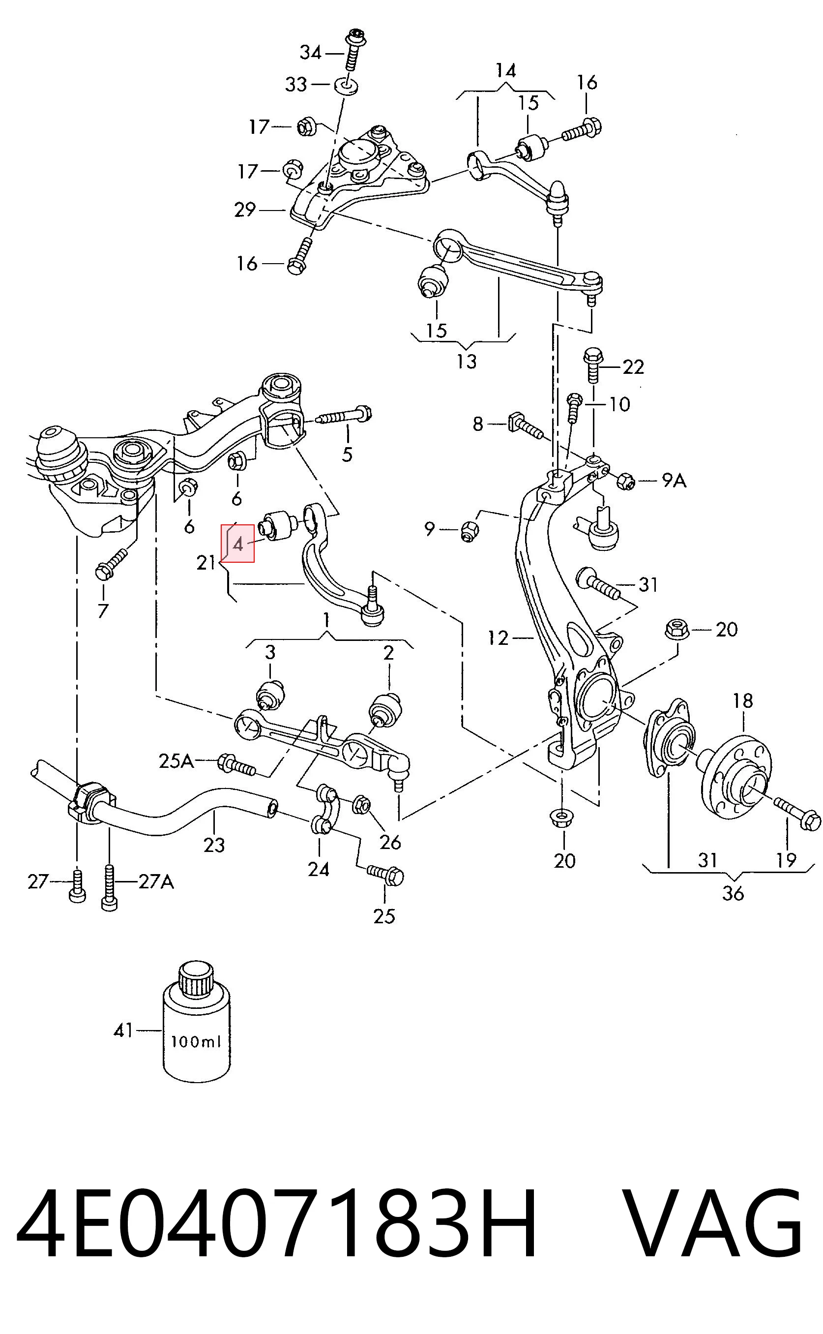 4E0407183H VAG Silentblock de brazo de suspensión delantero inferior