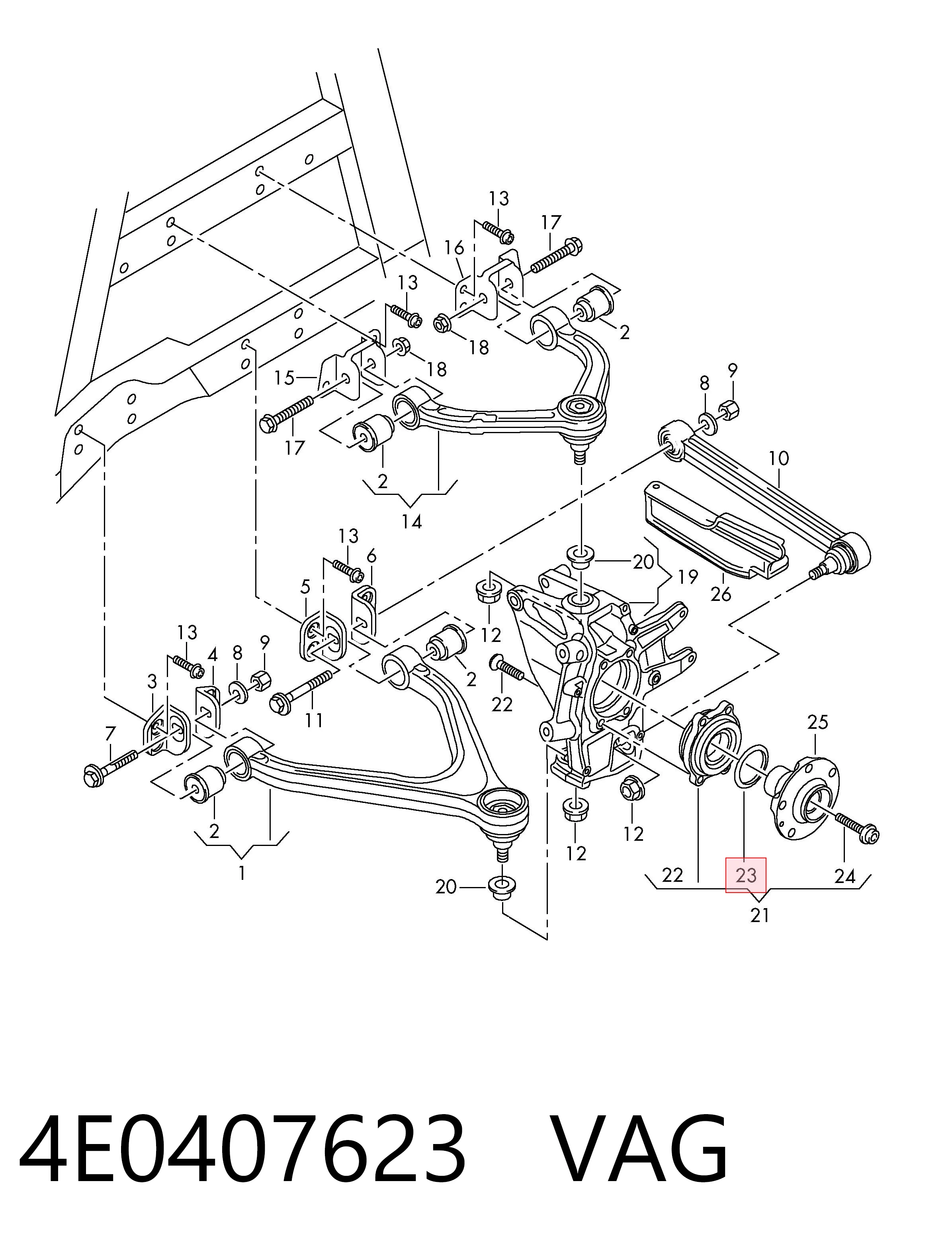 4E0407623 VAG Cojinete de cubo delantero/trasero