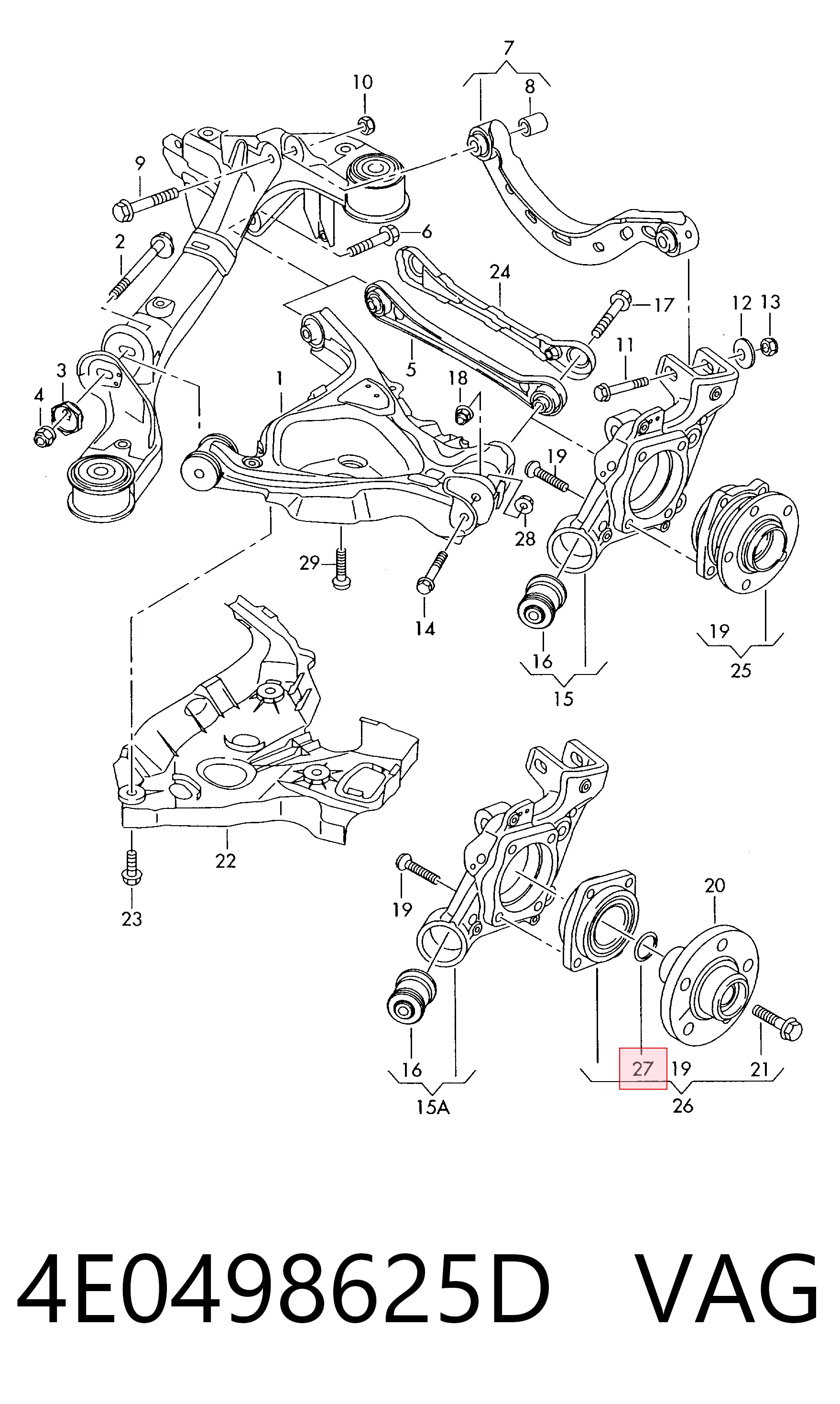 4E0498625D VAG Cojinete de cubo delantero/trasero