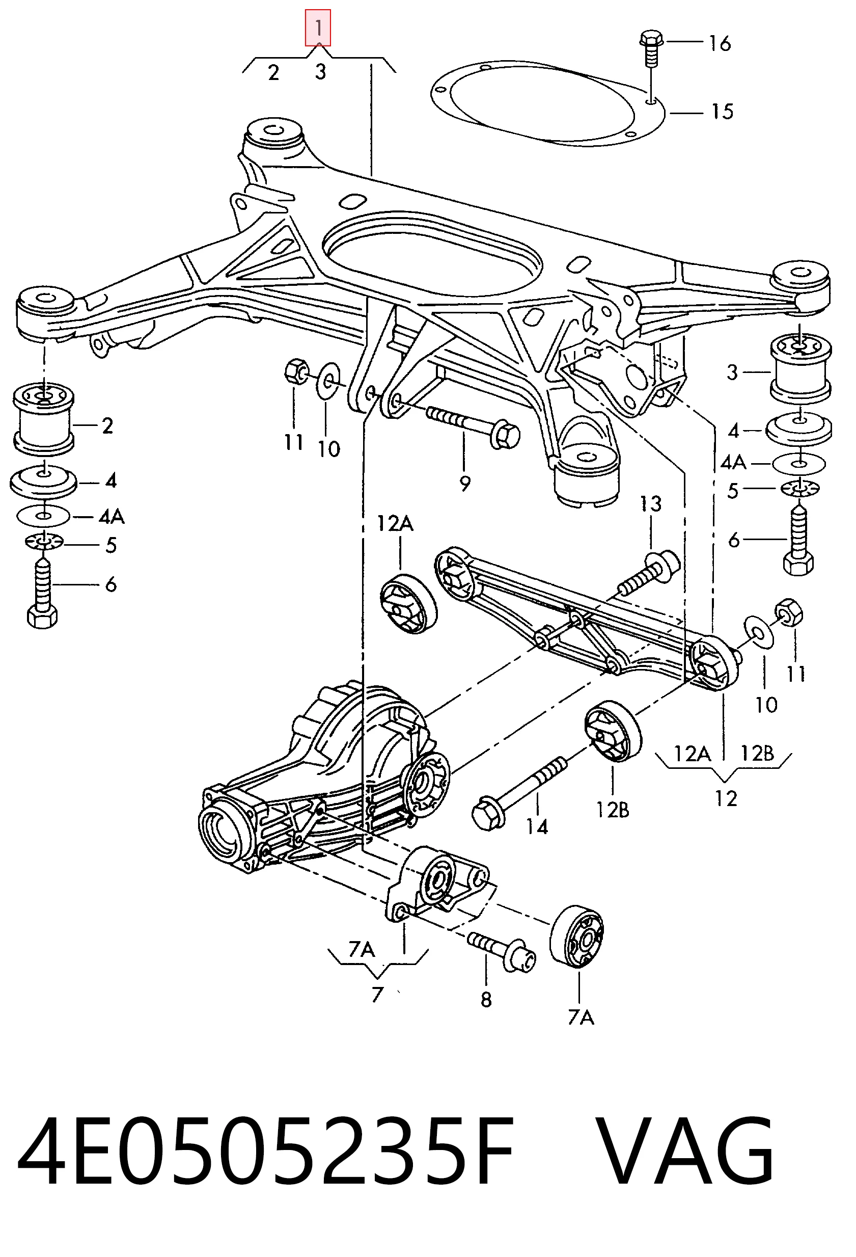 Comprar Subchasis trasero soporte motor Audi A8  4E2, 4E8 a bajo precio