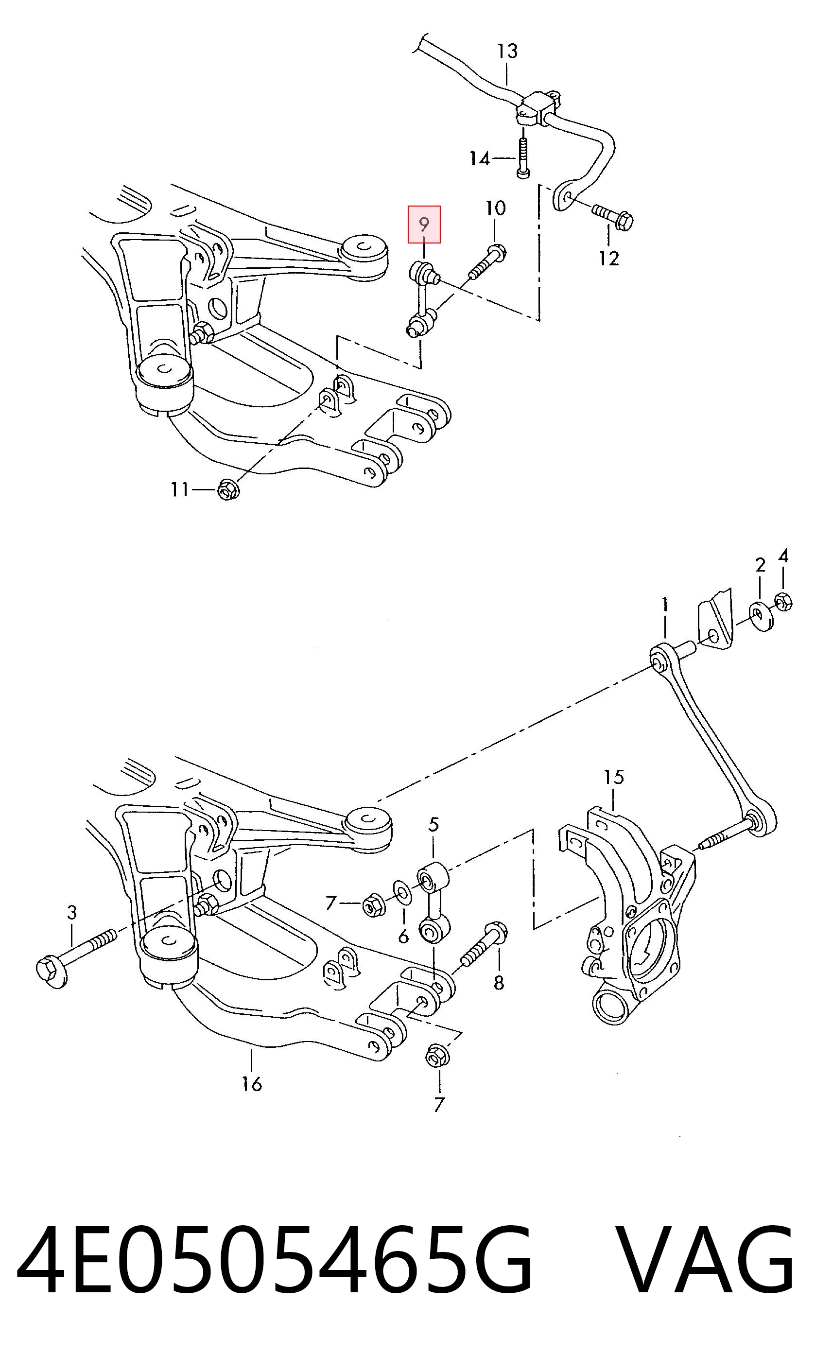 Silentblock de la barra estabilizadora Audi A8  (2002-2010)