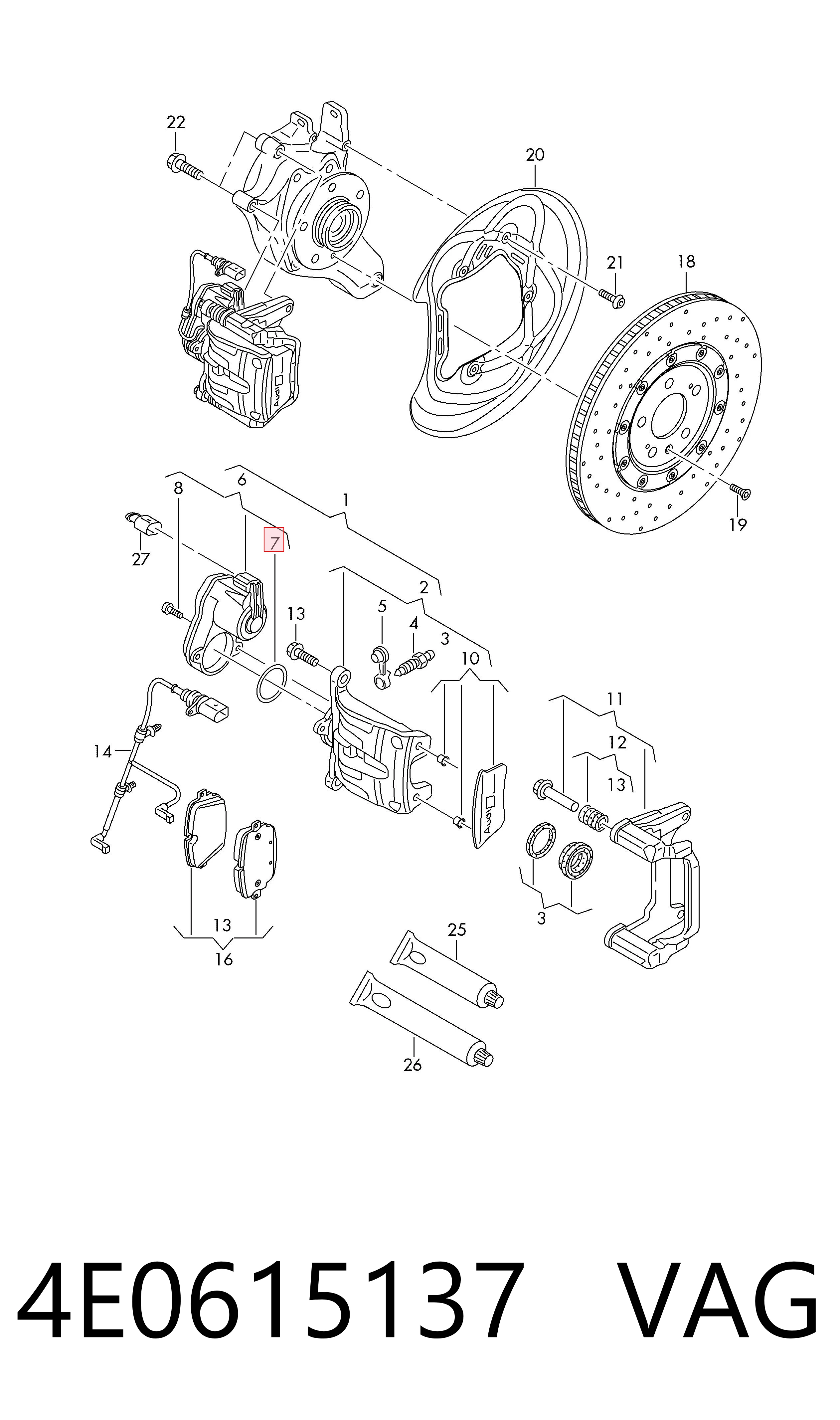 4E0615137 VAG Kit de reparación de frenos trasero