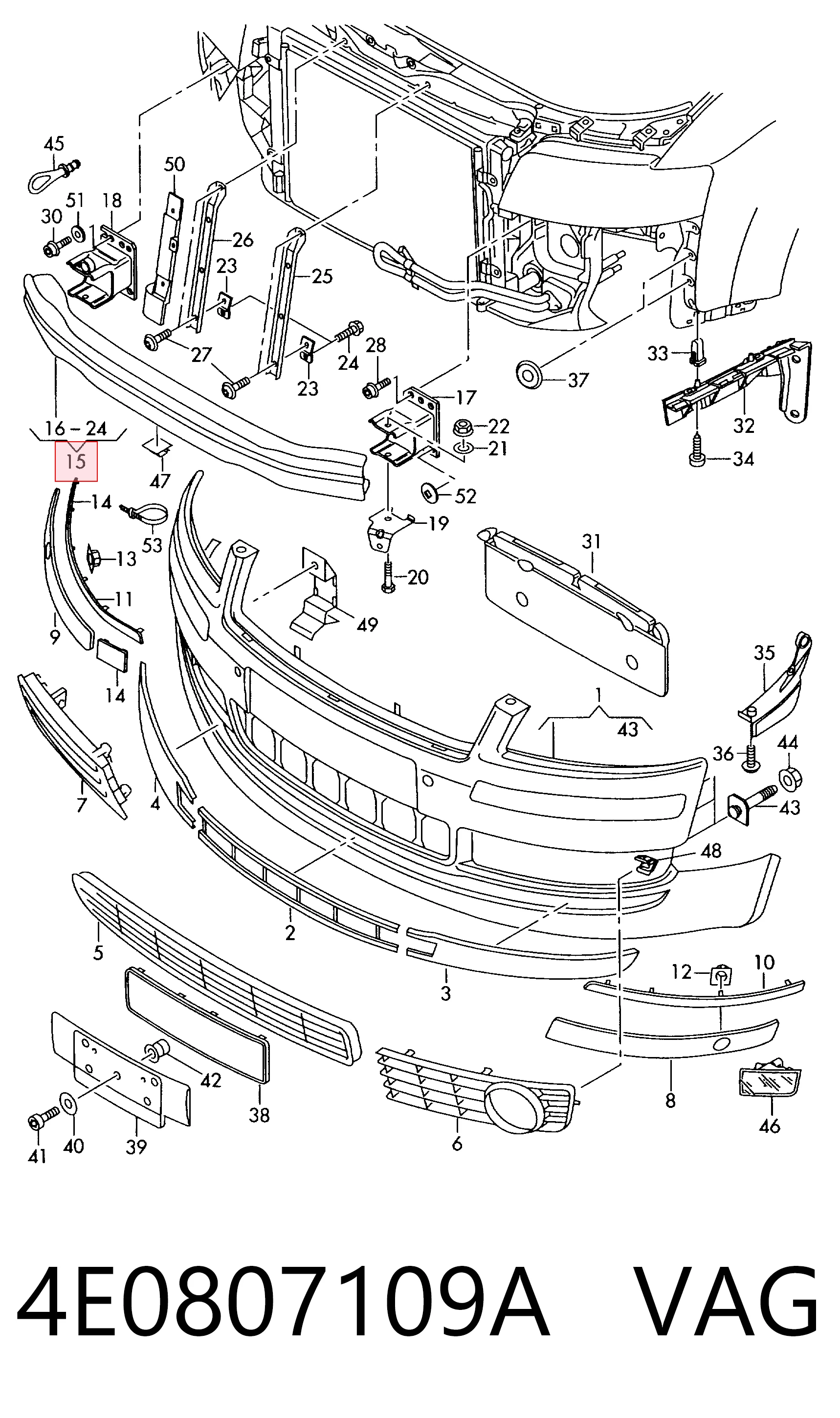 Comprar Refuerzo de parachoques delantero Audi A8 4E2, 4E8 a bajo precio