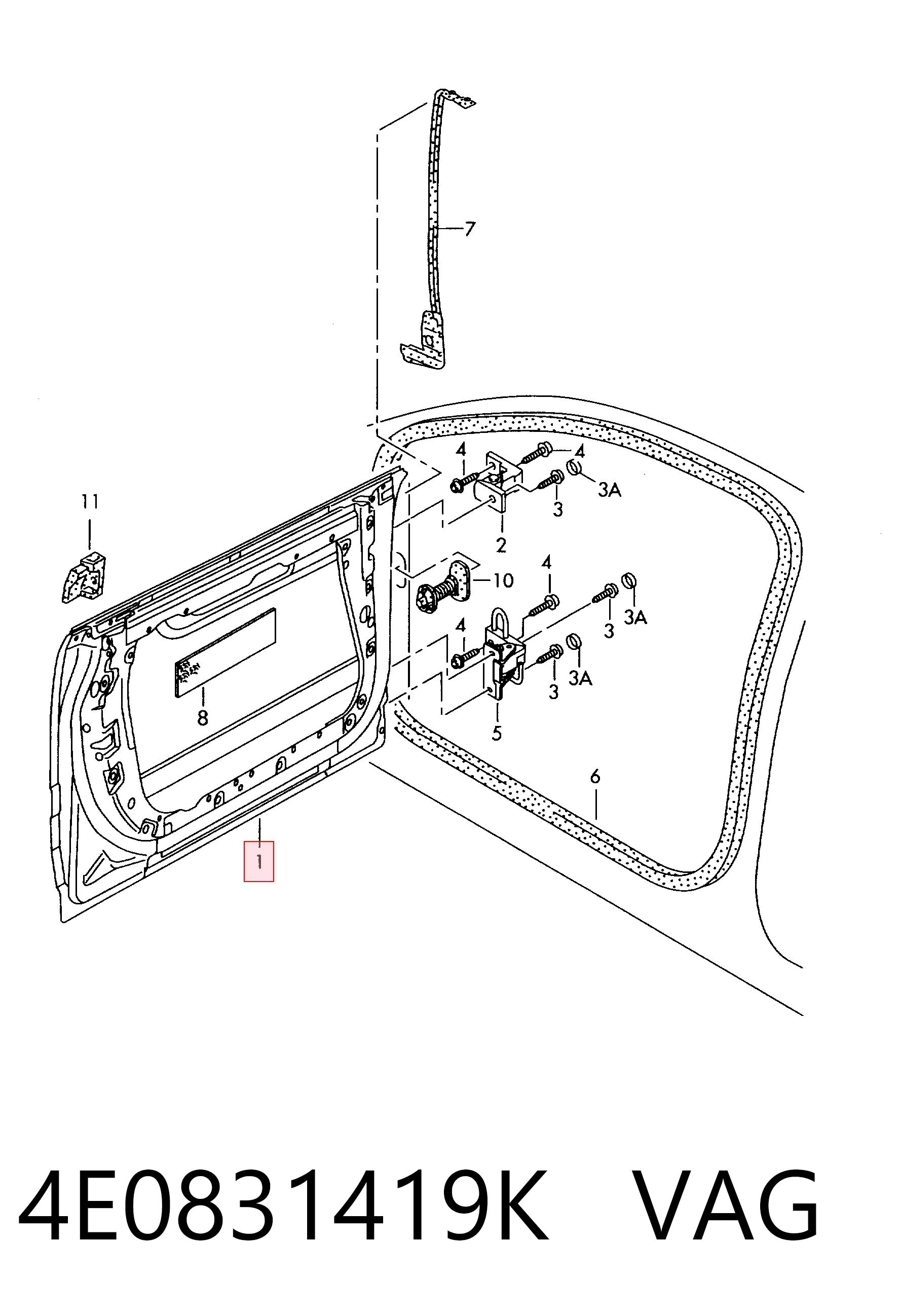 Puerta delantera para Audi A8 D3 4E2, 4E8