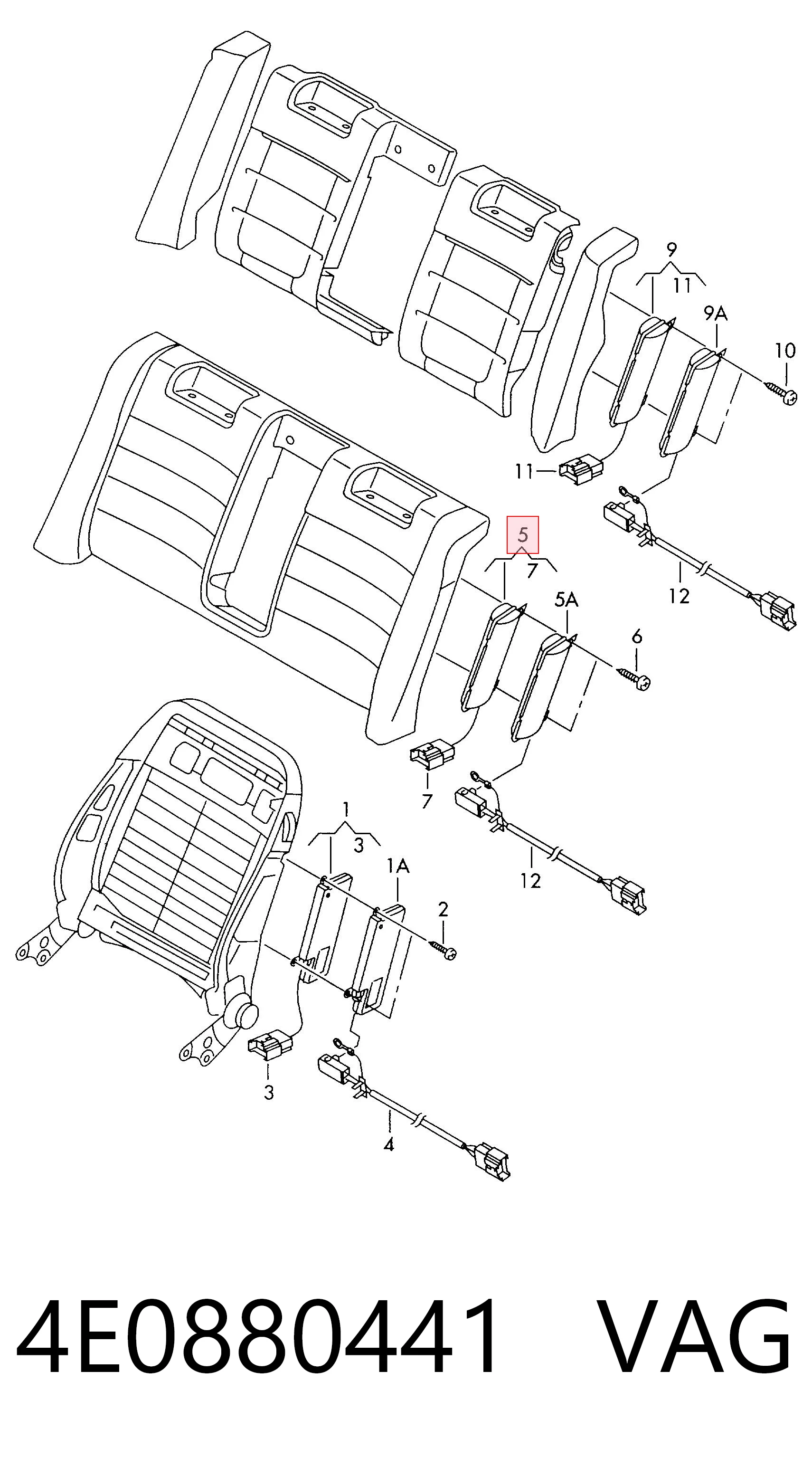 4E0880441 VAG Airbag de respaldo del asiento izquierdo