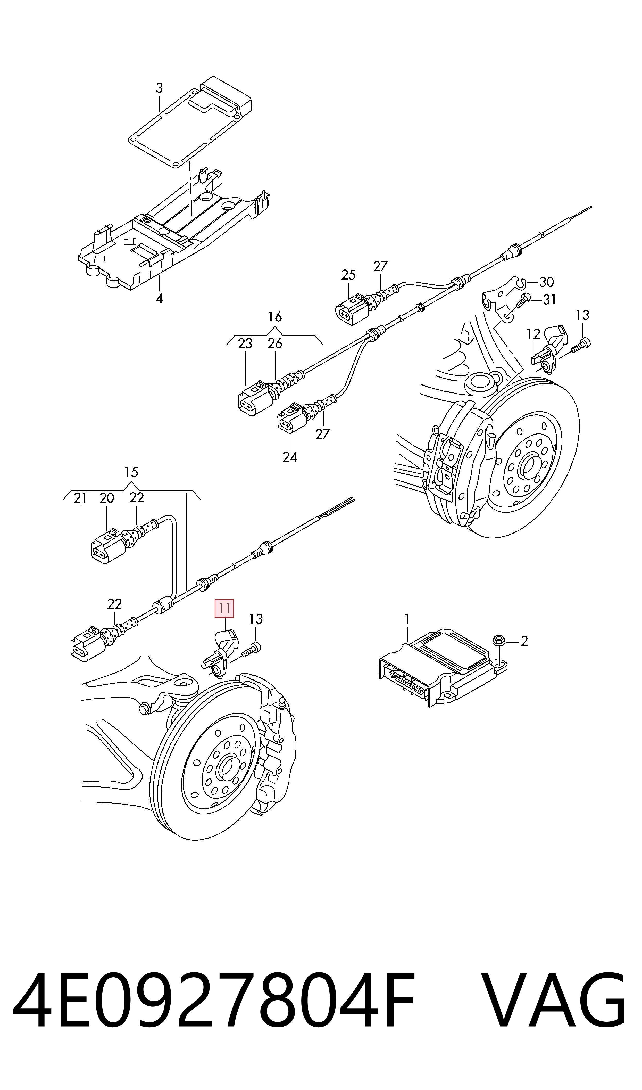 Sensor ABS delantero derecho VAG 4E0927804F precio, desde 30,27 EUR