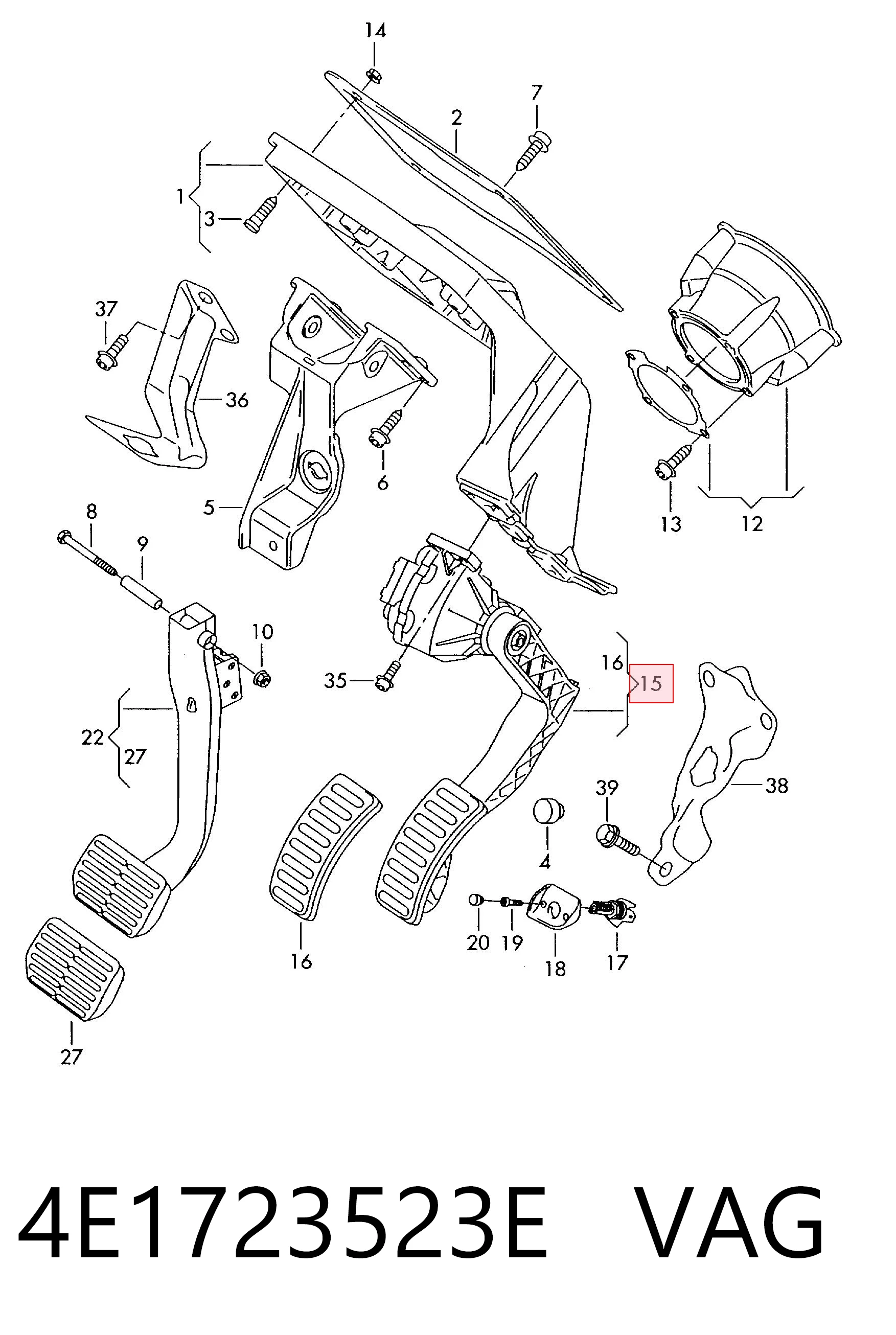 Pedal de aceleracion para Audi A8 D3 4E2, 4E8