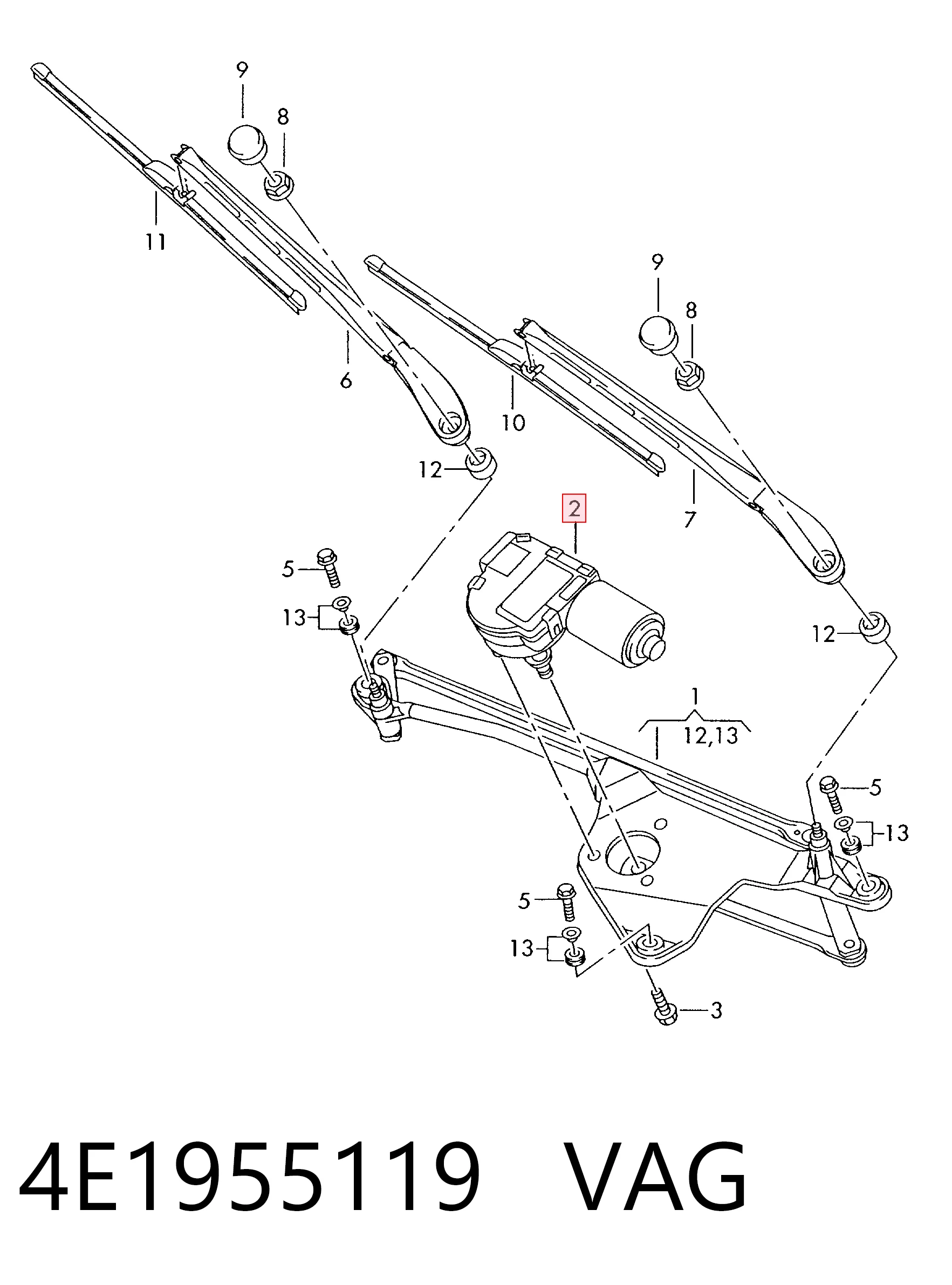 Motor limpiaparabrisas para Audi A8 D3 4E2, 4E8
