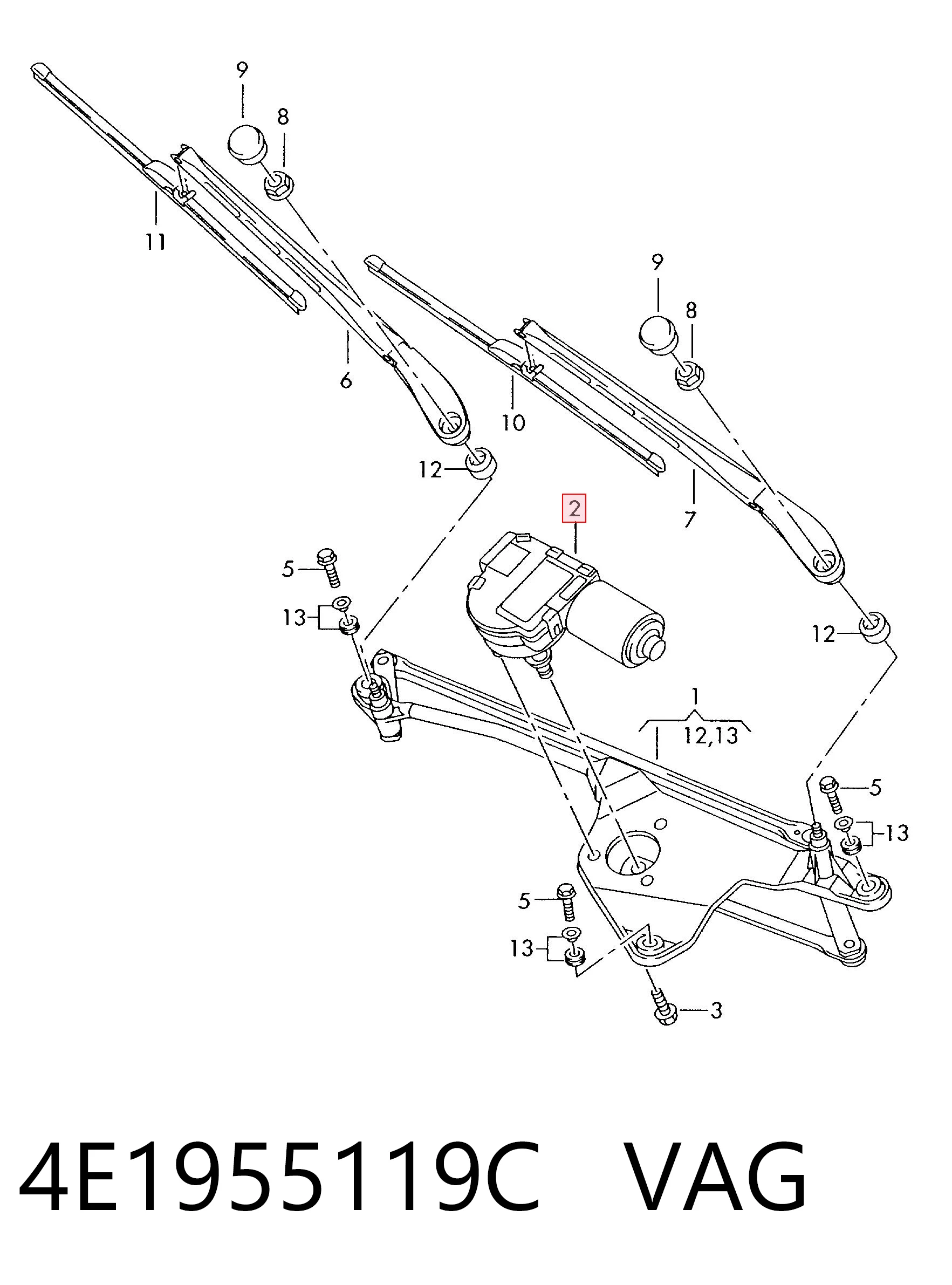 Motor del limpiaparabrisas Audi A8  (4E2, 4E8)