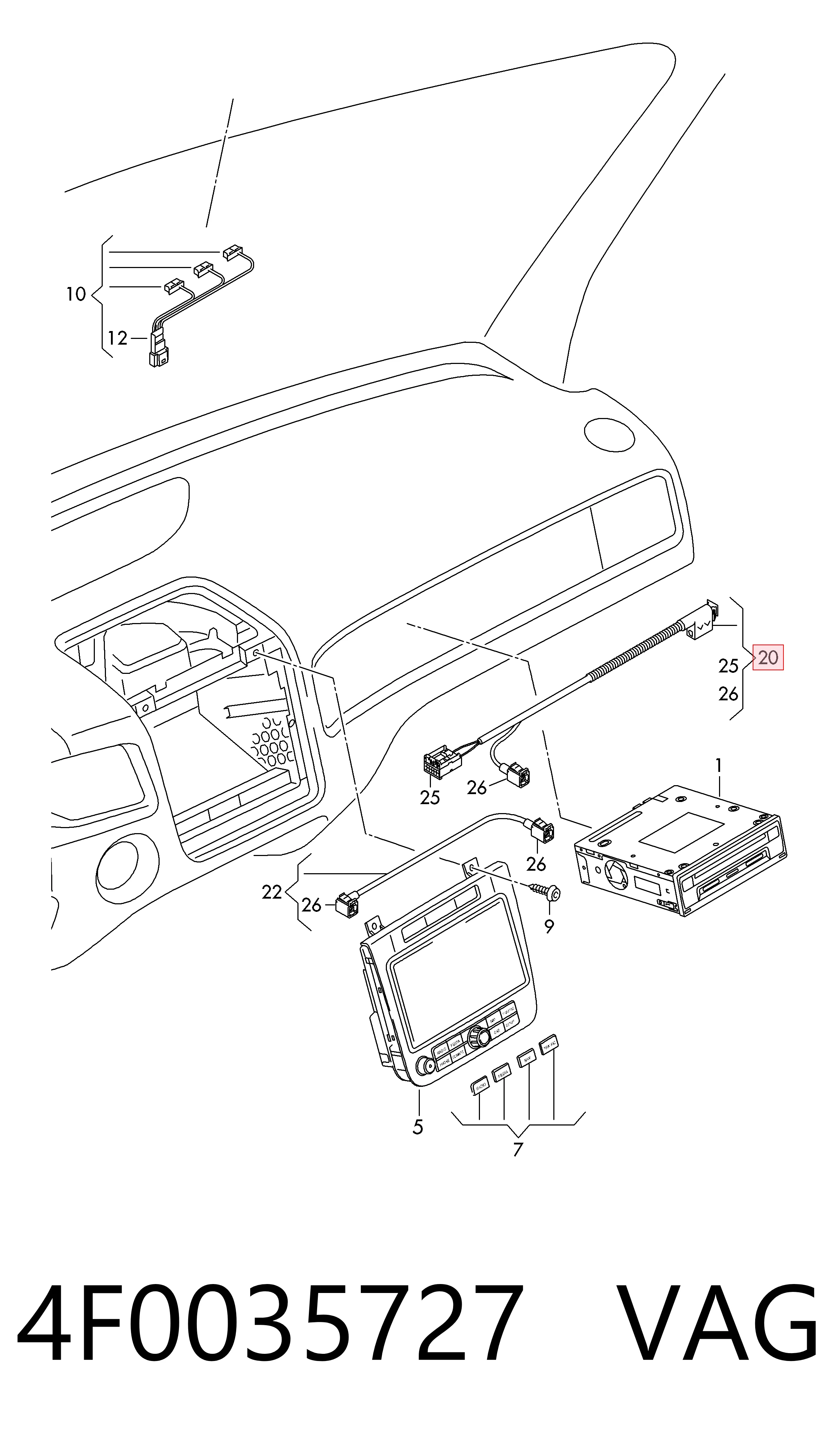 Mazo de cables del compartimiento del motor 4F0035727 VAG