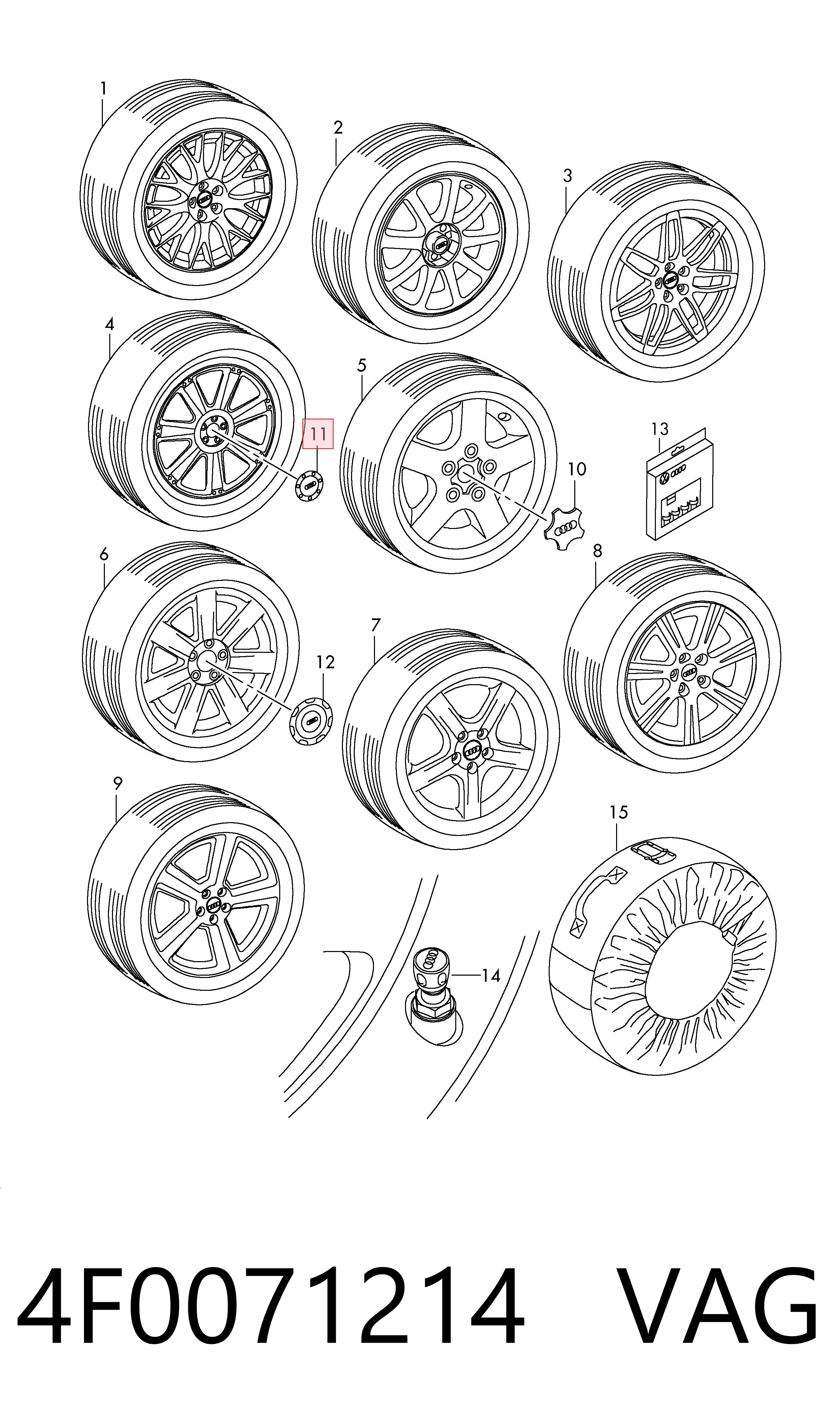 4F0071214 VAG Cubierta de la Llanta