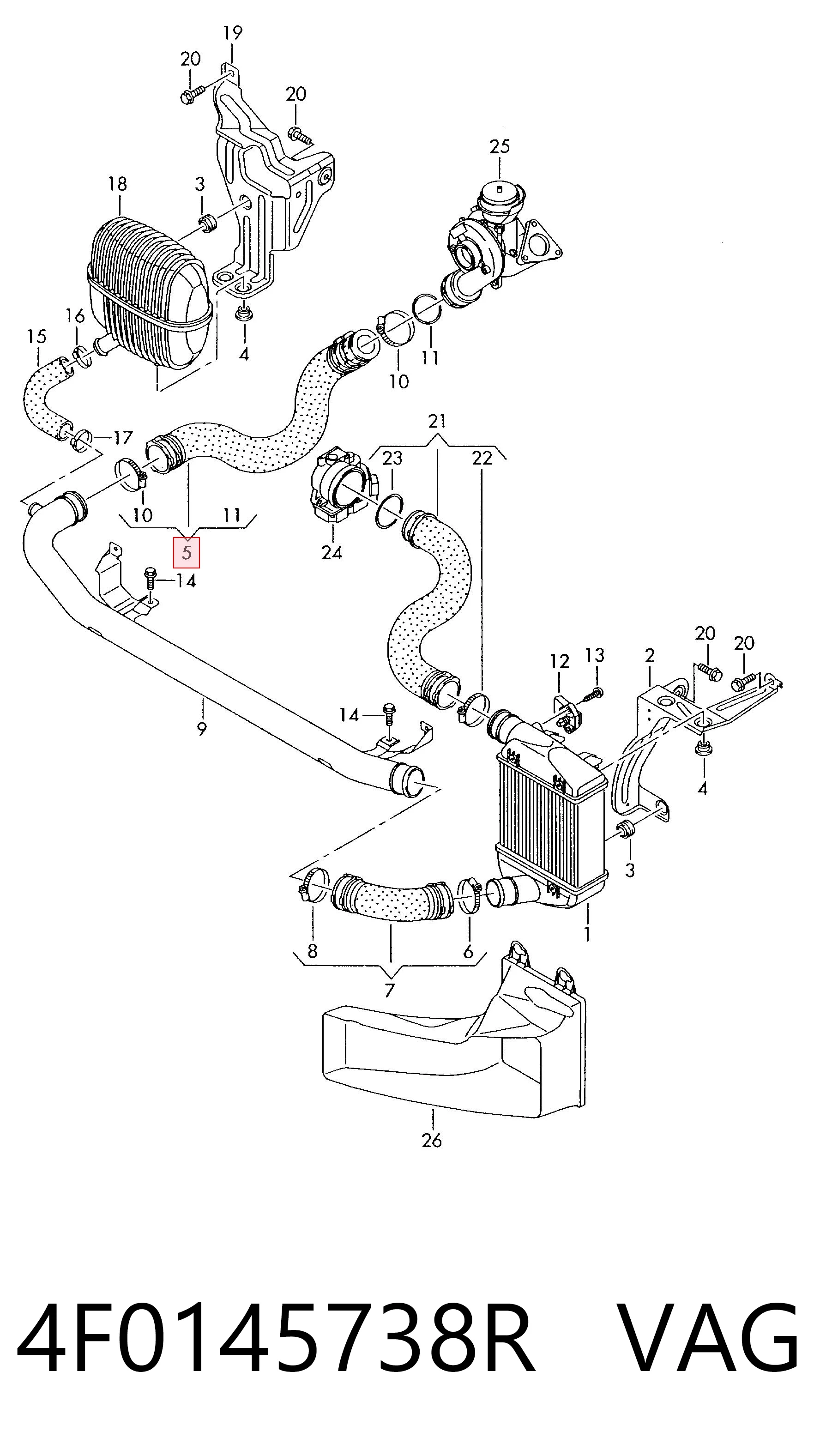4F0145738R VAG Manguera del intercooler