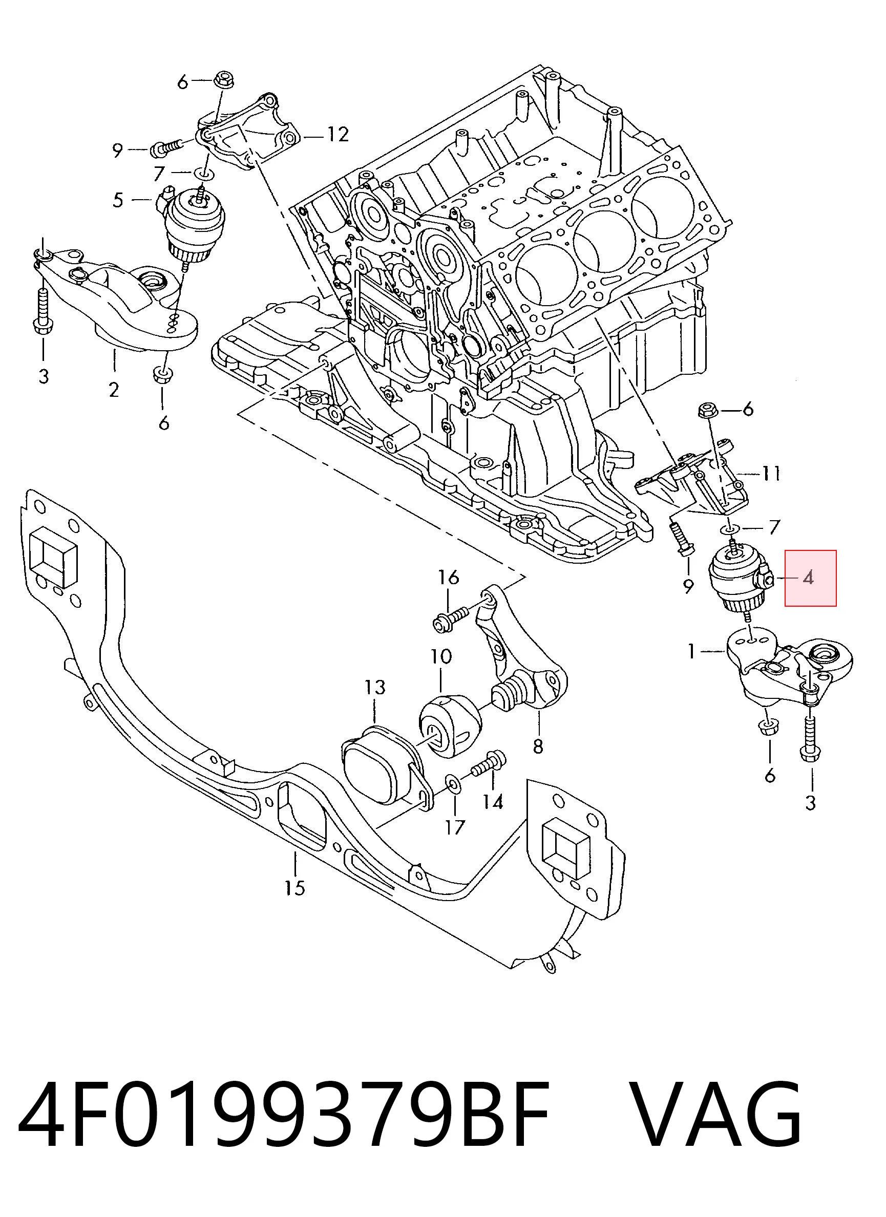 4F0199379BF VAG Cojín del motor