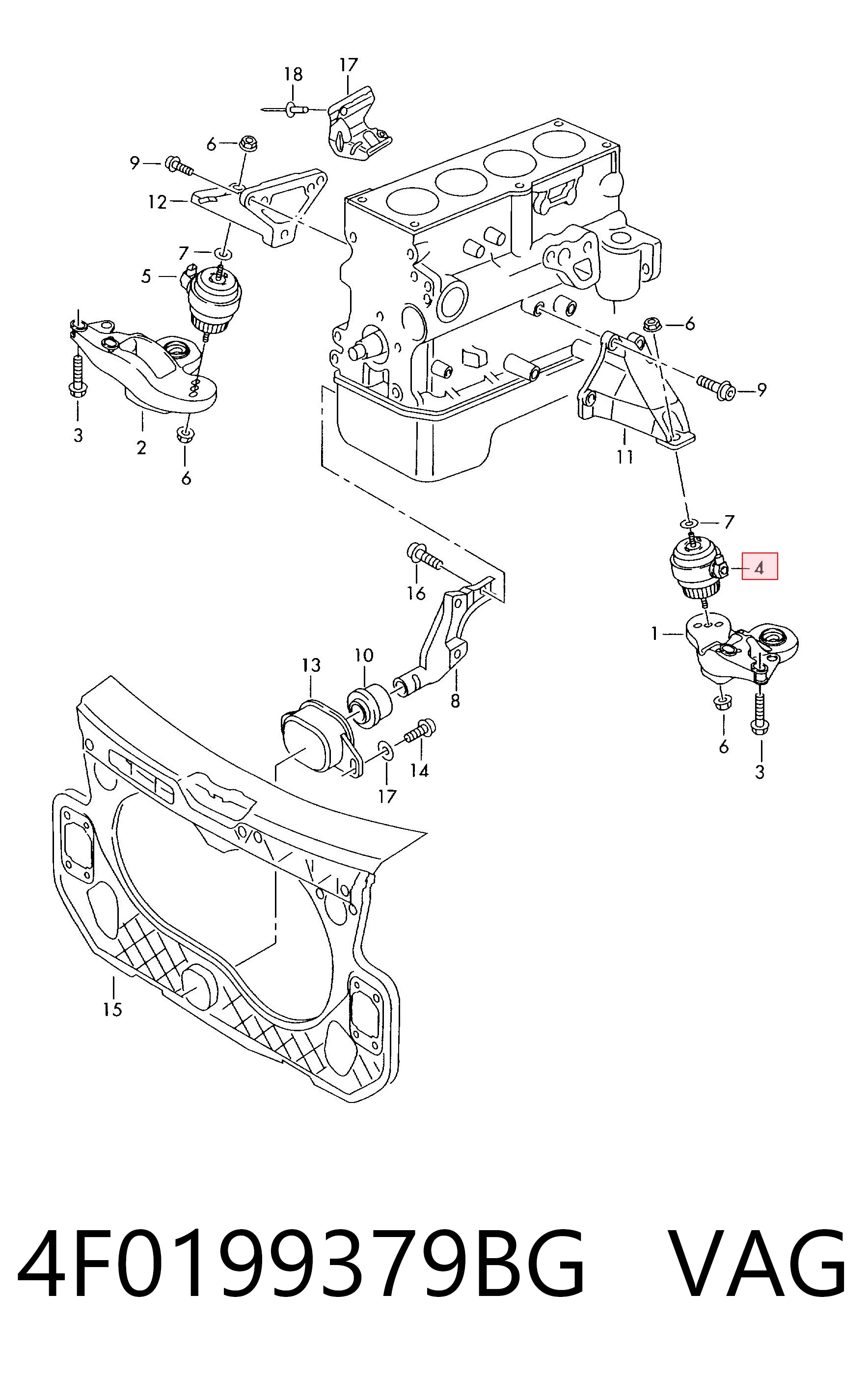 4F0199379BG VAG Soporte de motor izquierdo