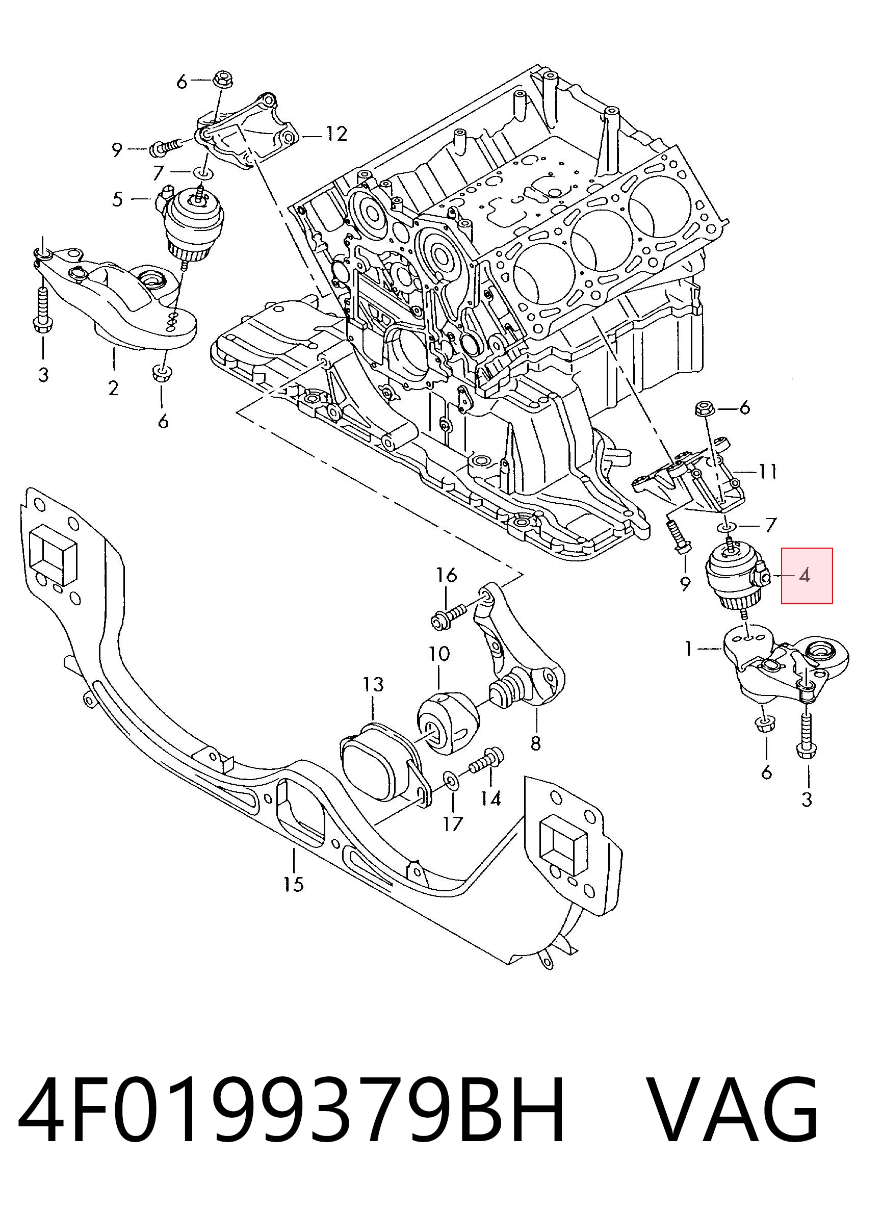 4F0199379BH VAG Soporte de motor izquierdo