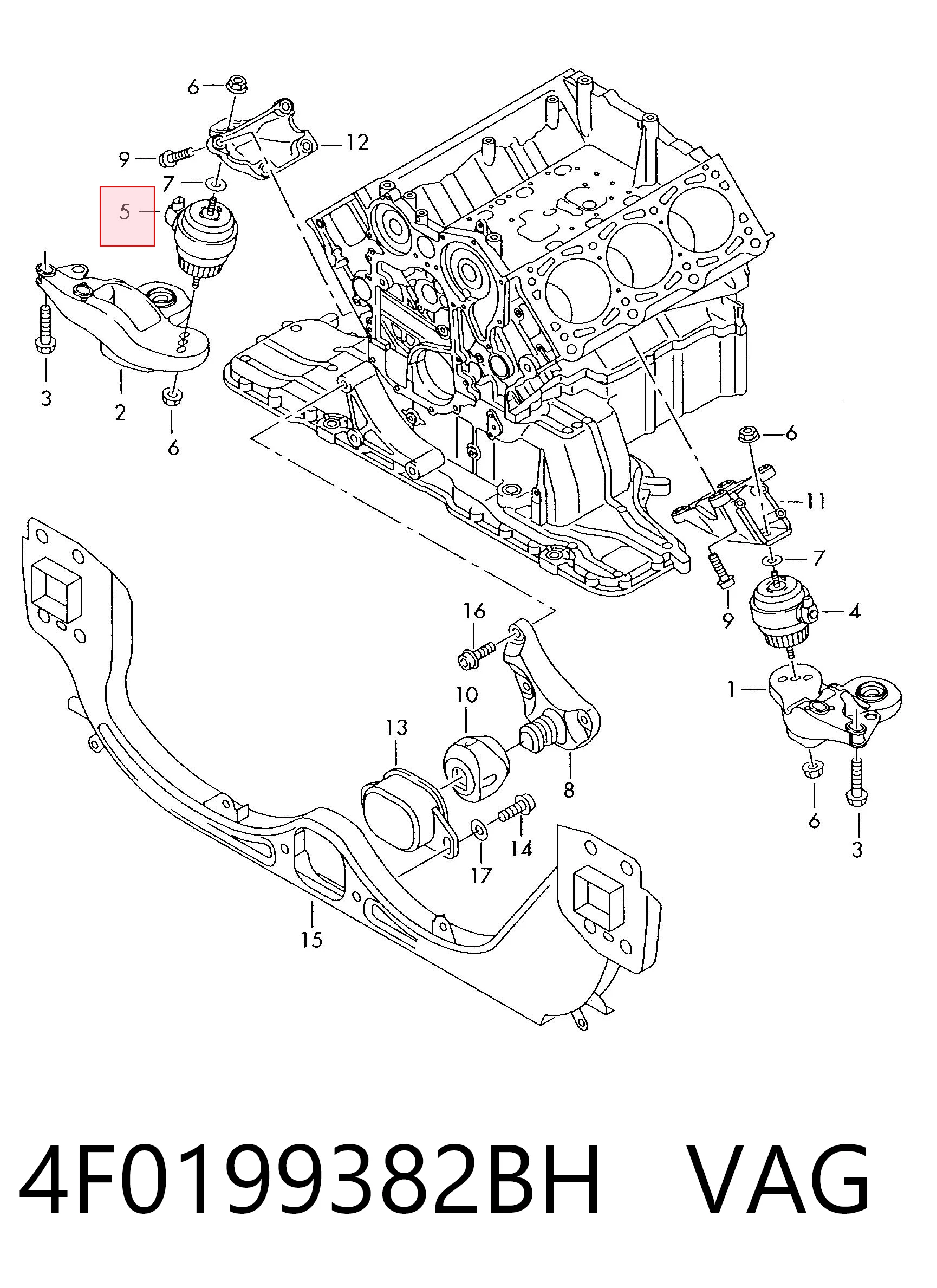 4F0199382BH VAG Soporte de motor derecho