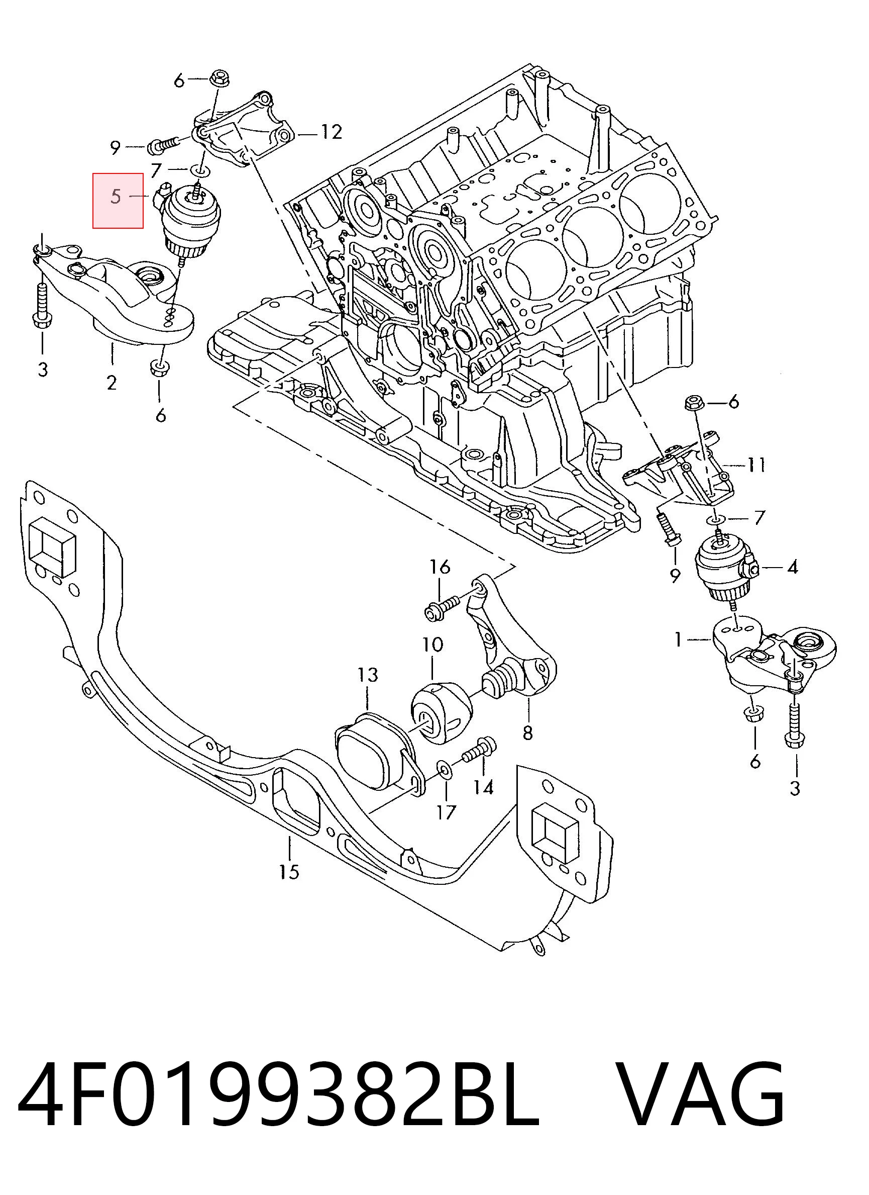 4F0199382BL VAG Soporte de motor derecho