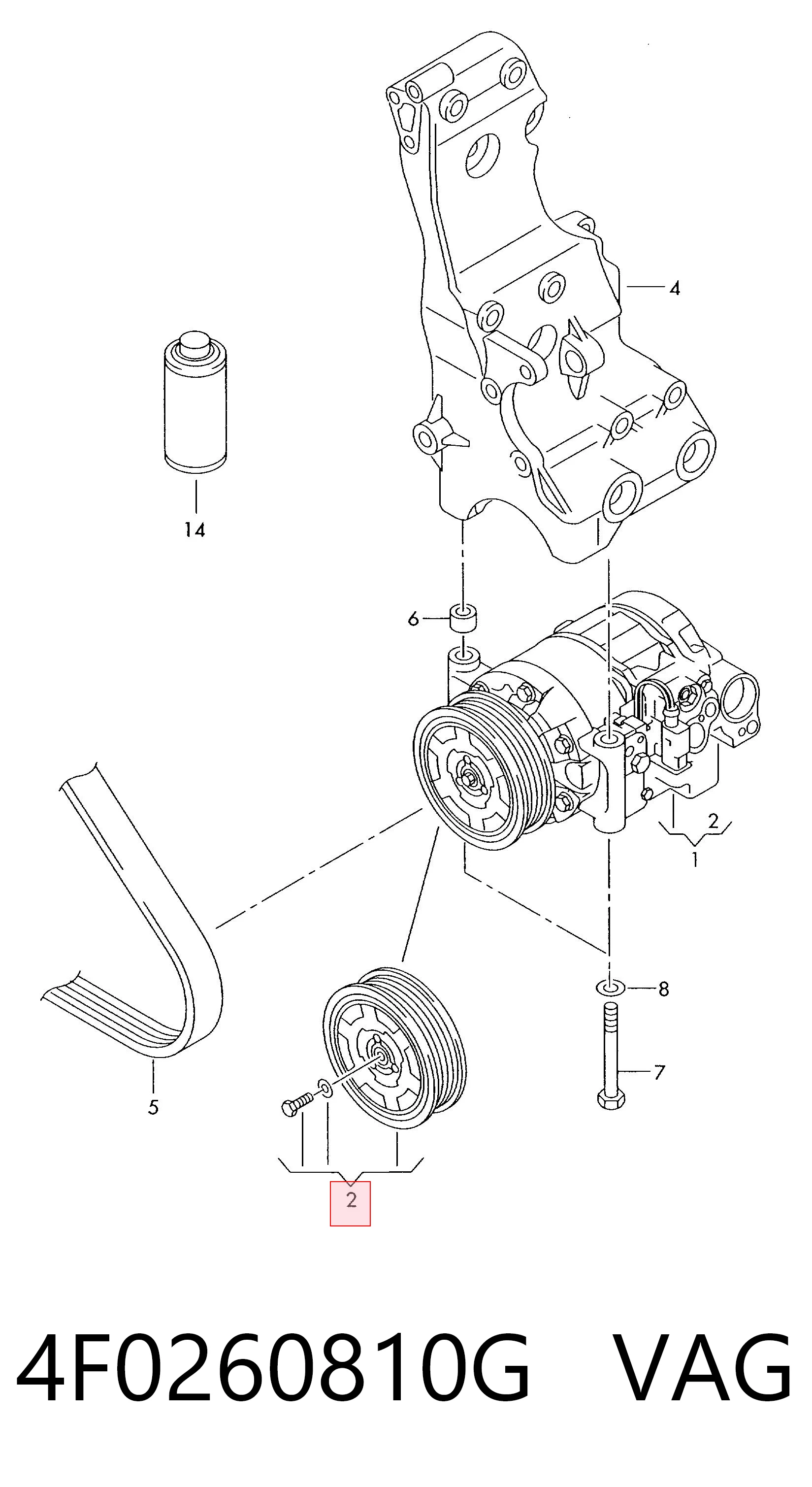 4F0260810G VAG Polea del compresor de aire acondicionado