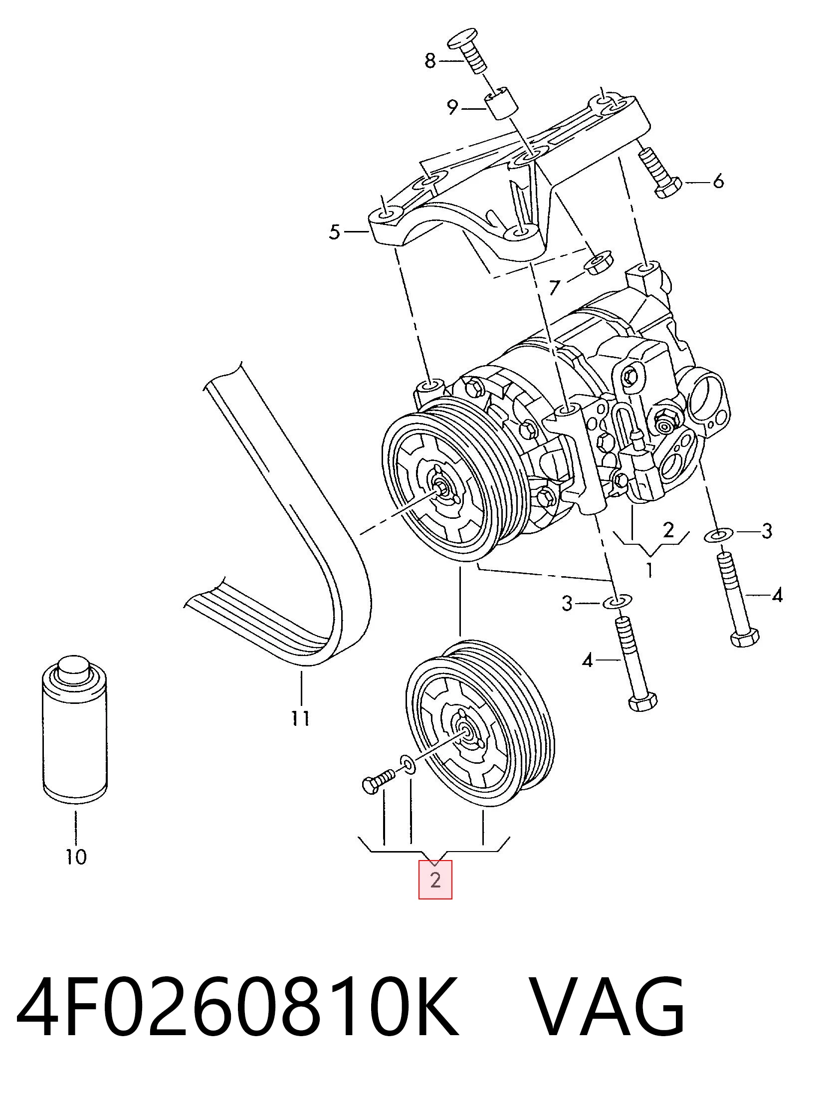 4F0260810K VAG Polea del compresor de aire acondicionado
