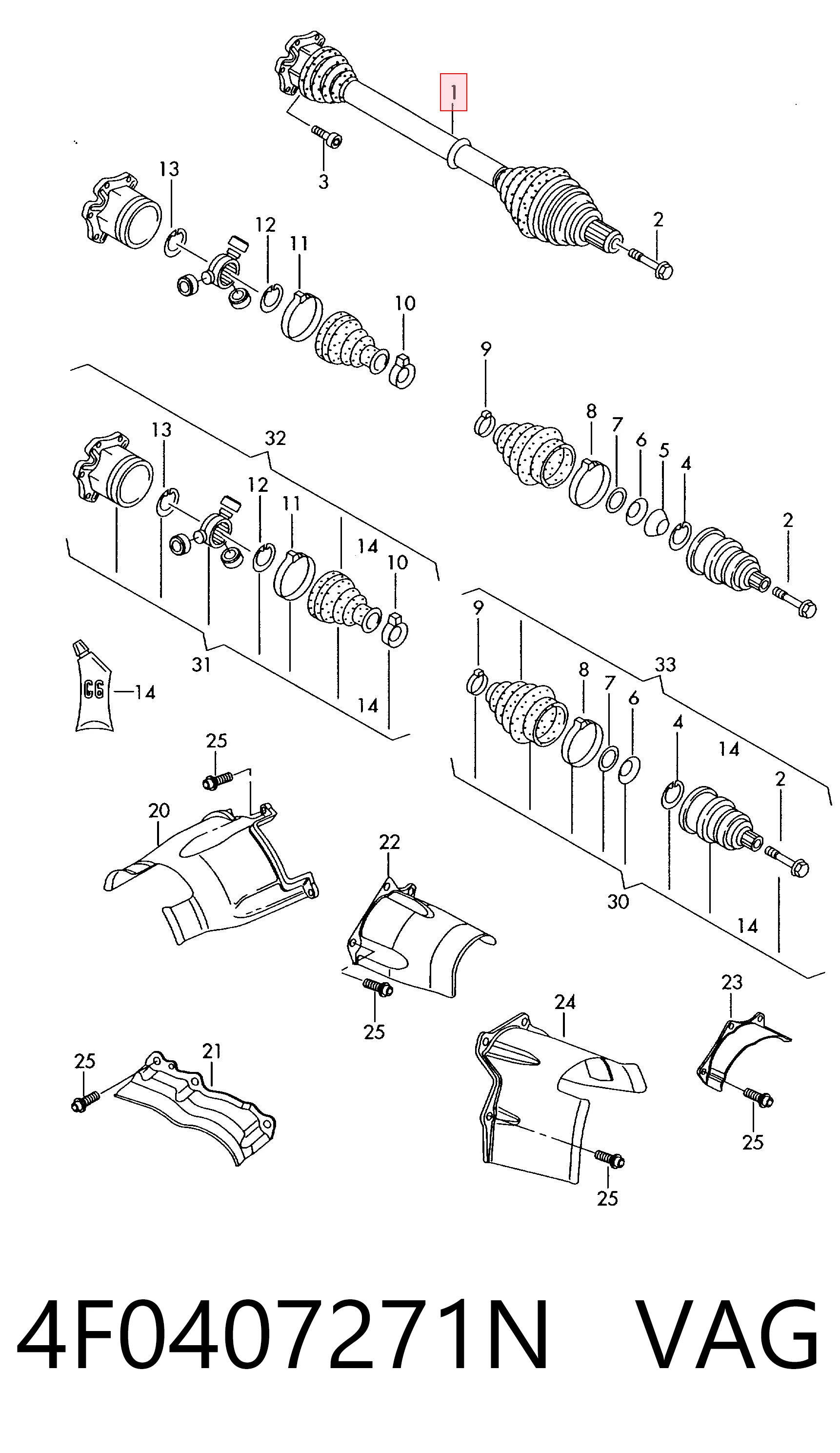4F0407271N VAG Semieje delantero izquierdo