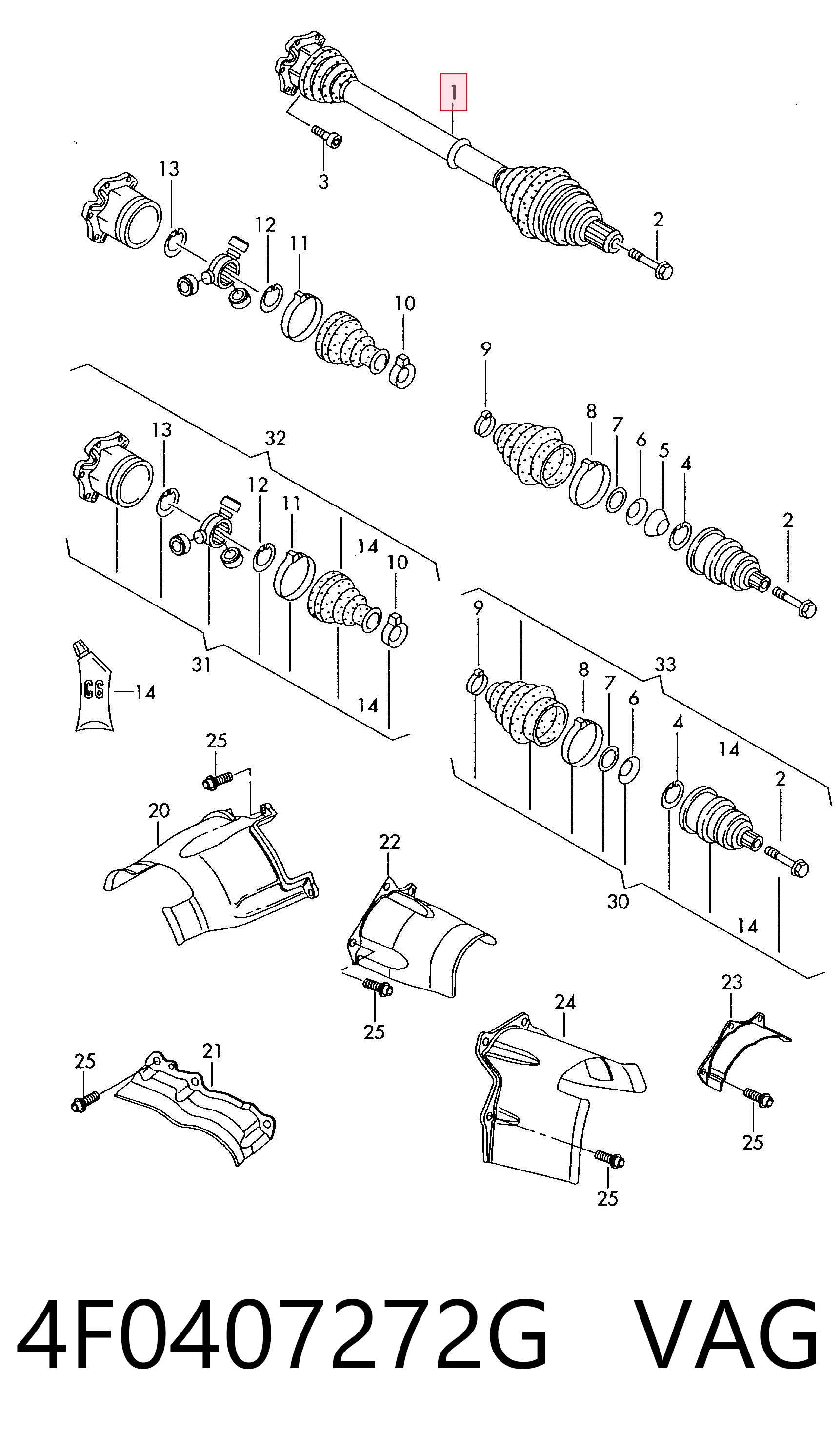4F0407272G VAG Semieje delantero derecho
