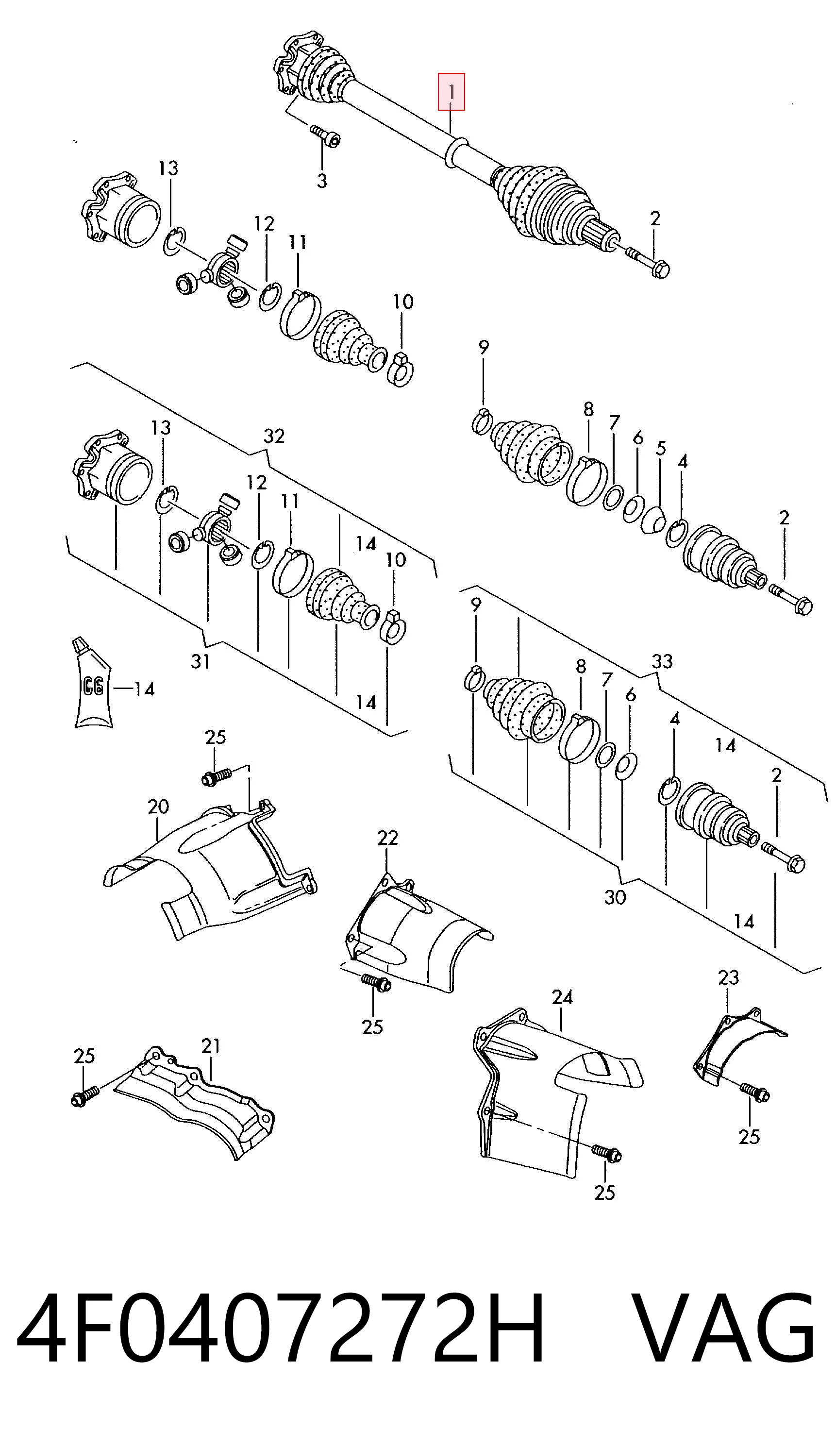 4F0407272H VAG Semieje delantero derecho