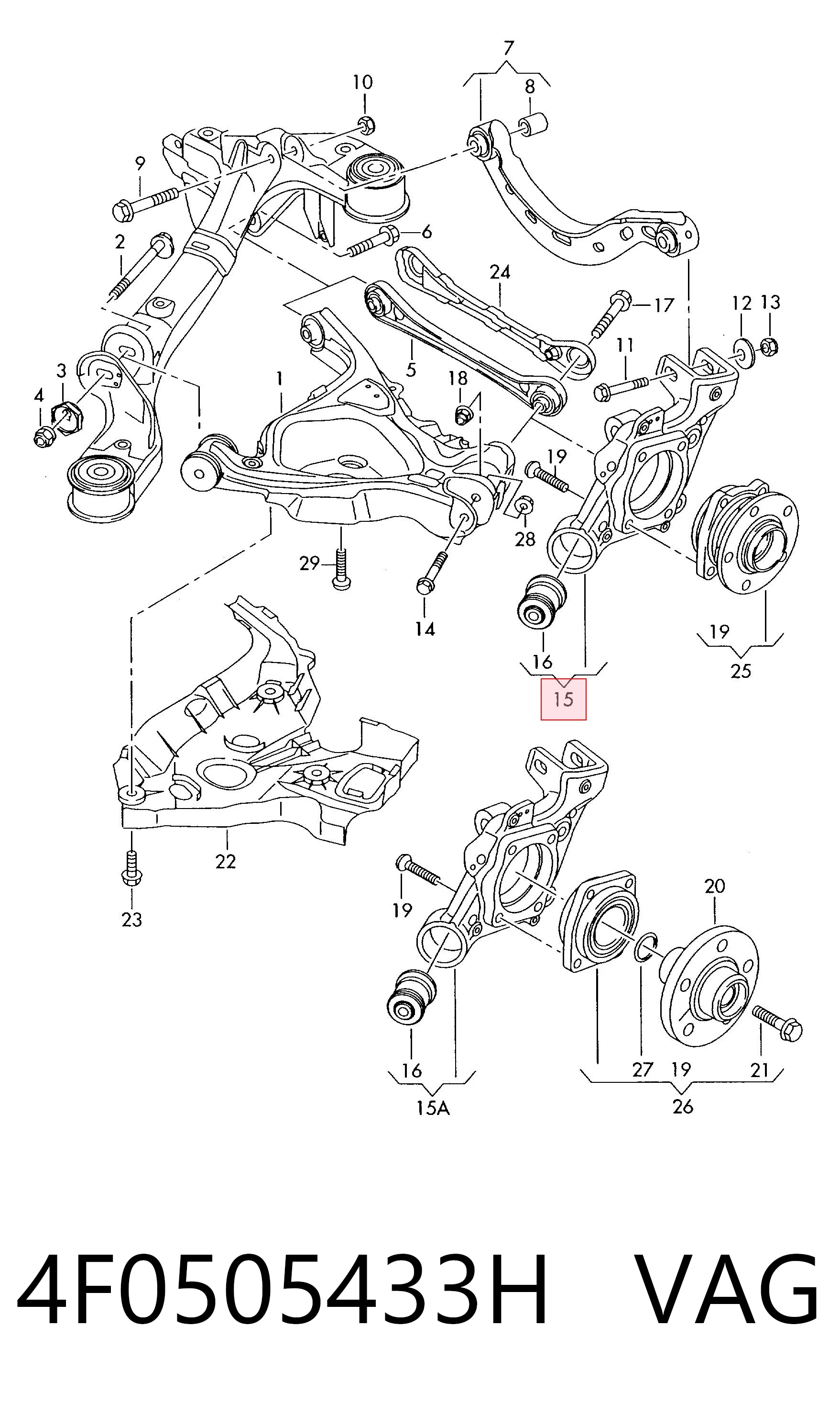 4F0505433H VAG Mangueta trasera izquierda
