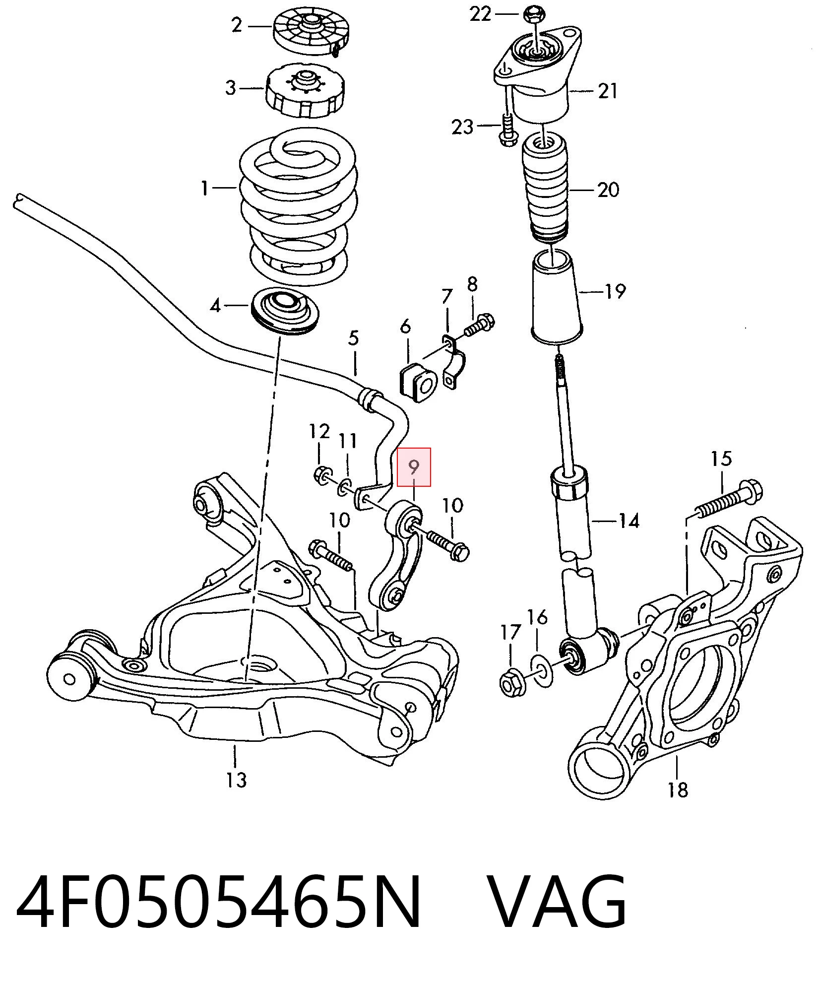 Gomas de barra estabilizadora Audi A6  (4F2)