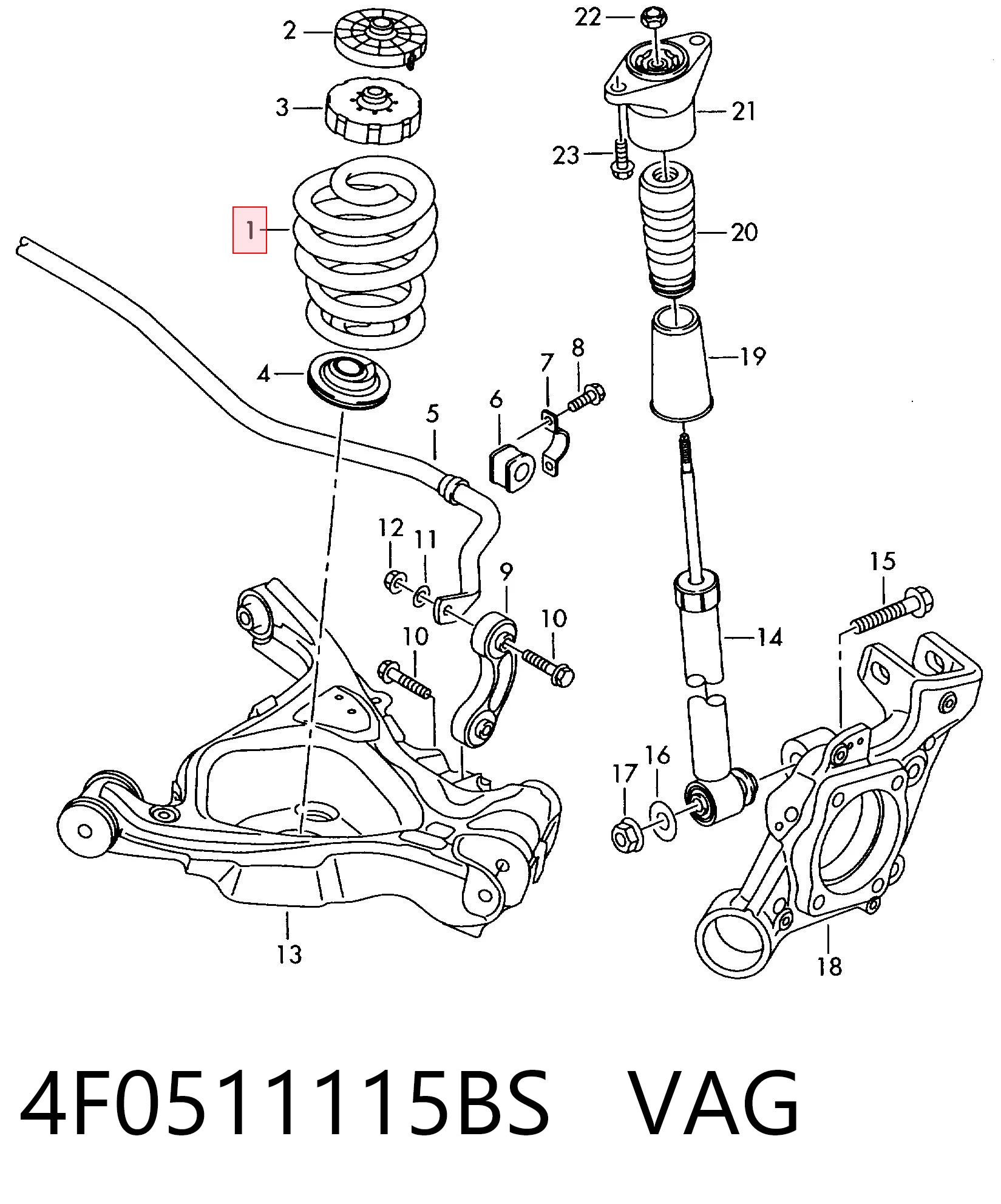 4F0511115BS VAG Muelle trasero