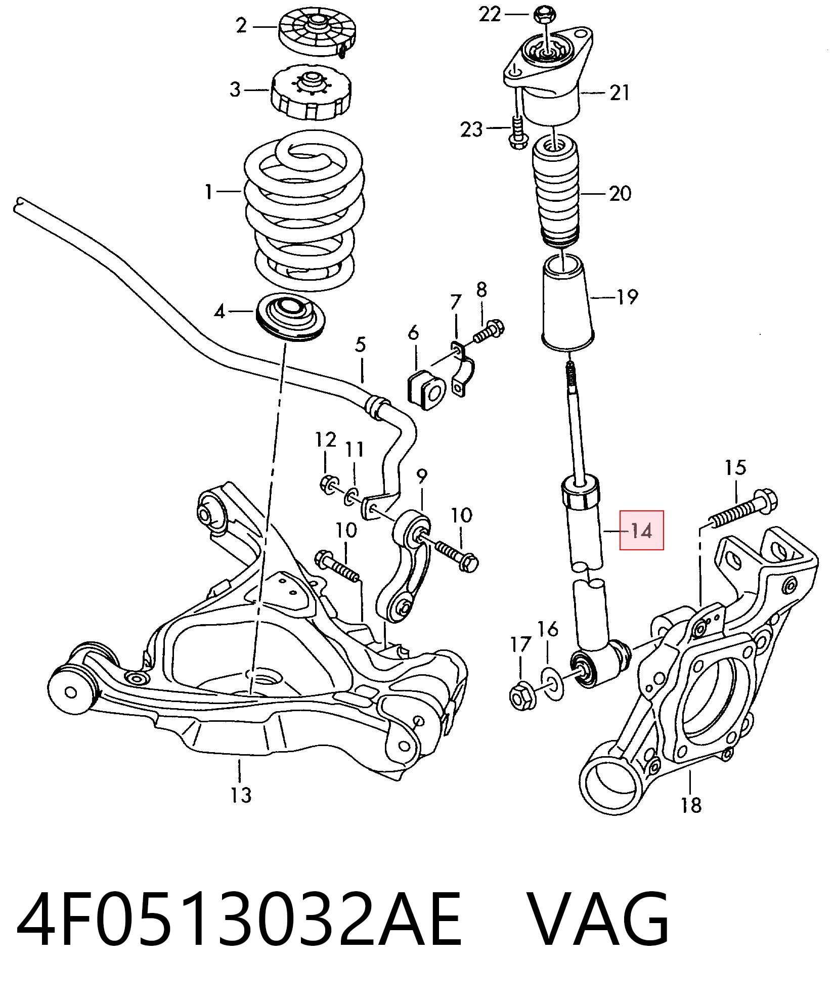 4F0513032AE VAG Amortiguadores posteriores
