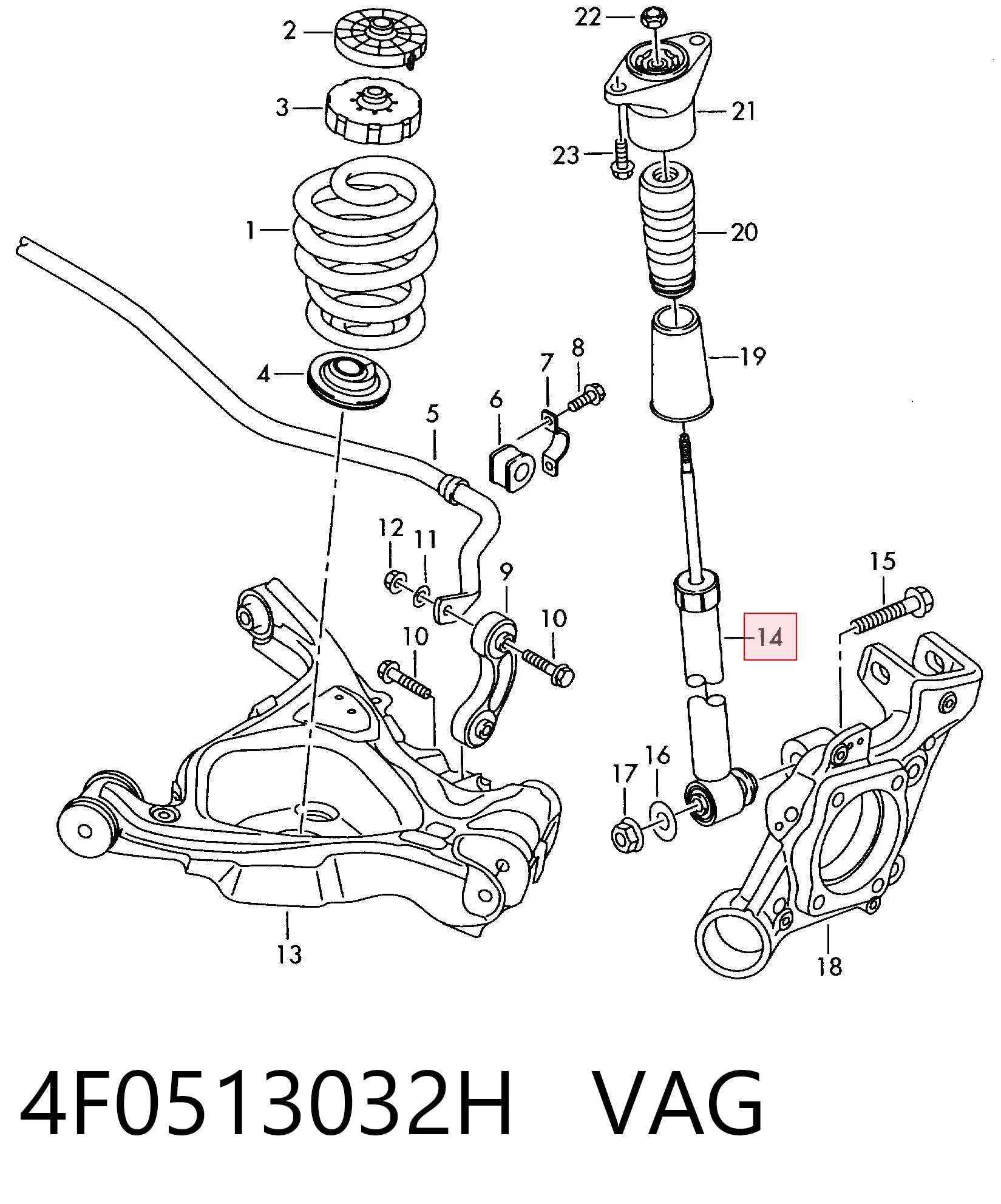 4F0513032H VAG Amortiguadores posteriores