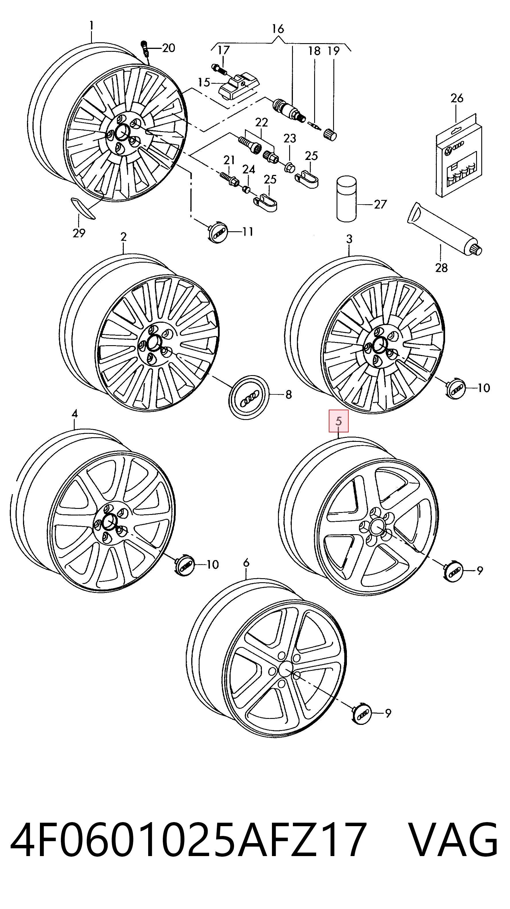 Aros para Audi A6 C5 4B2, 4B4
