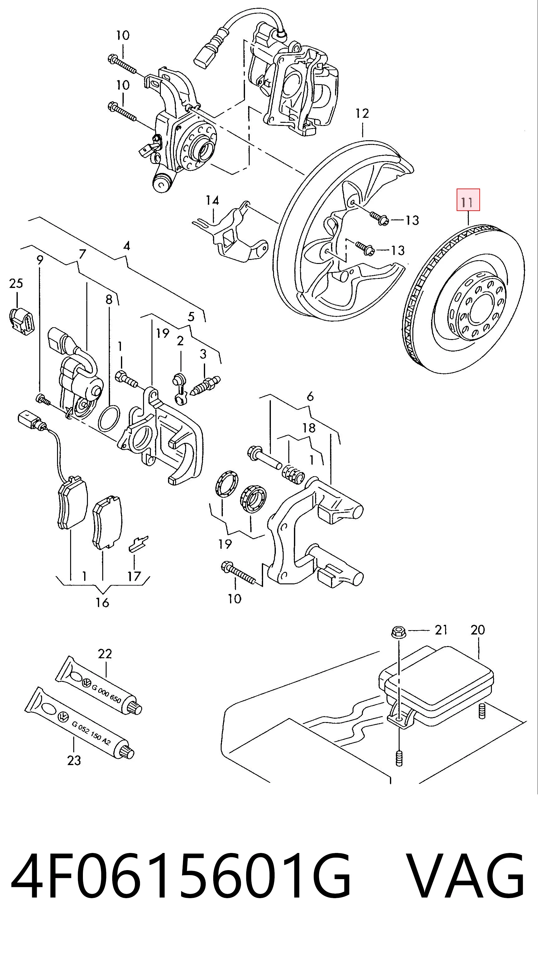 4F0615601G VAG Freno de disco trasero
