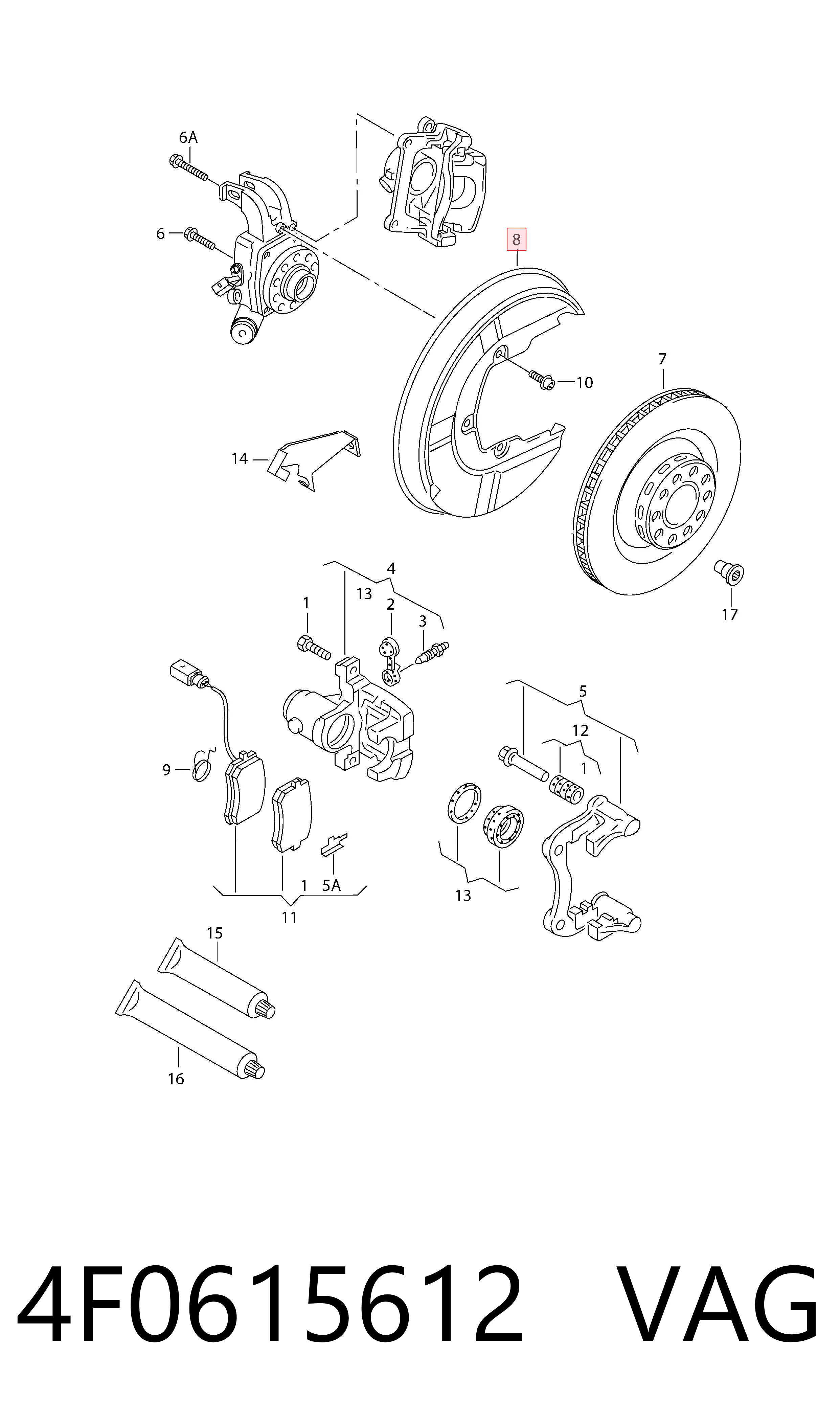 Comprar 4F0615612 VAG Protector de disco de freno trasero derecho