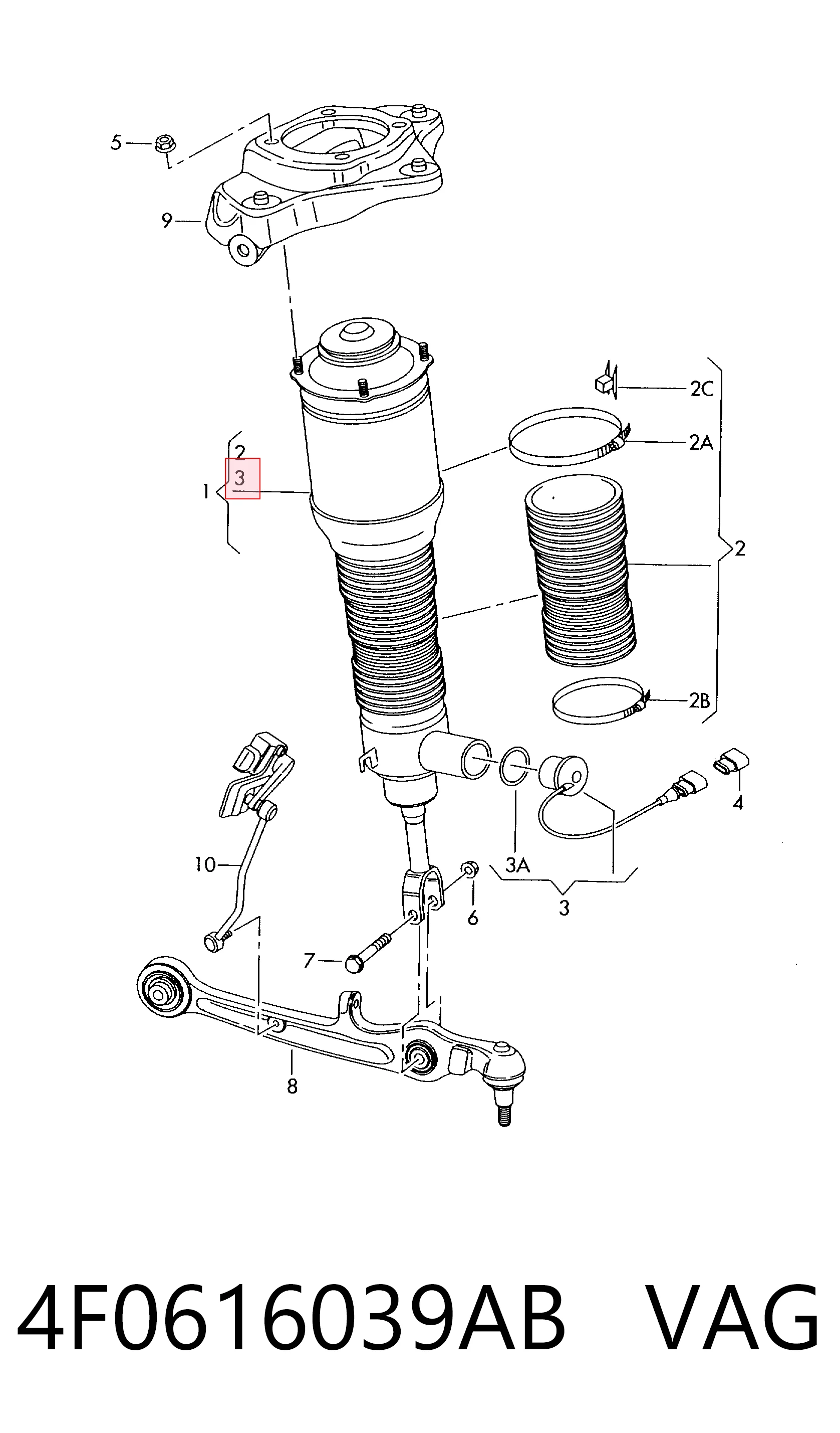 Comprar 4F0616039AB VAG Amortiguador delantero izquierdo