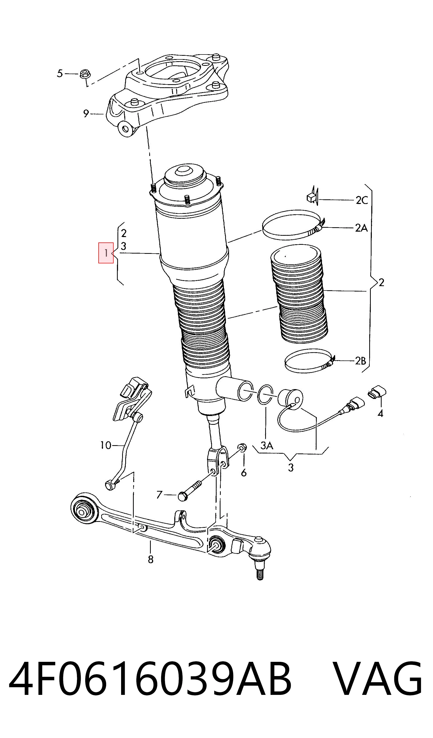 Amortiguador delantero izquierdo VAG 4F0616039AB precio, desde 484,45 EUR