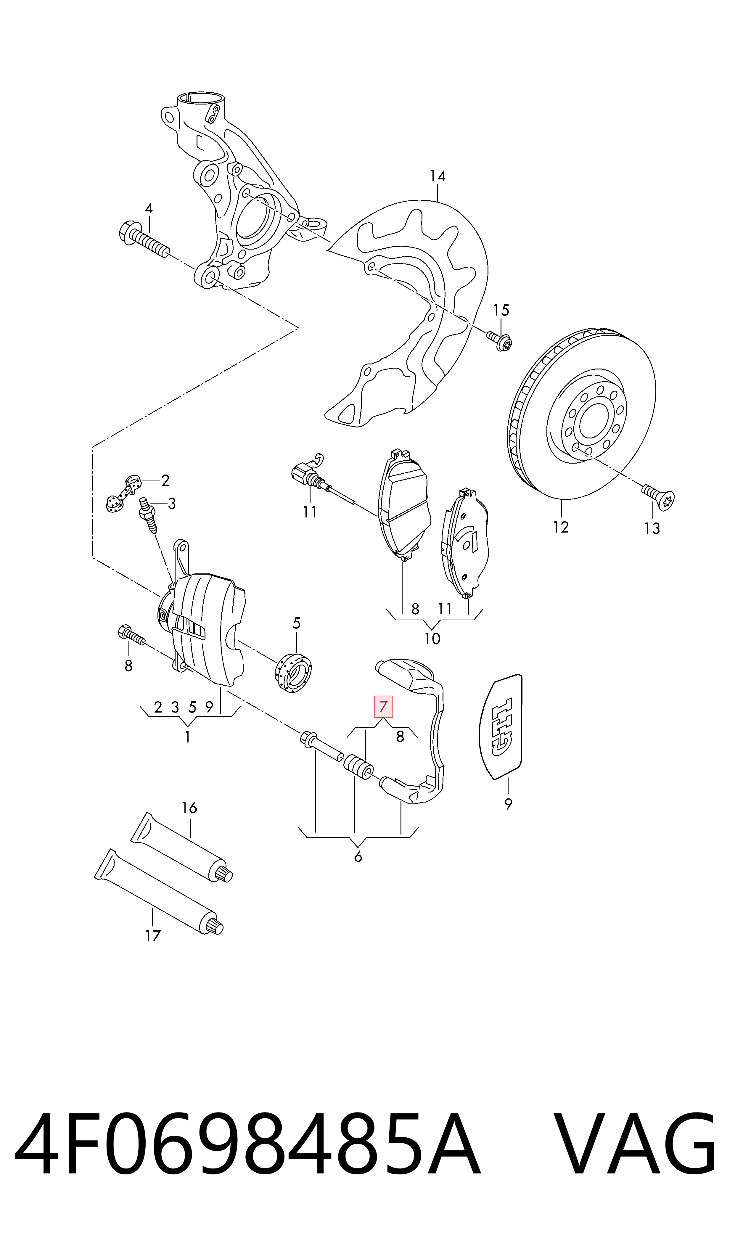 Kit de reparación de pinzas de freno trasero Audi A6  (4A2)
