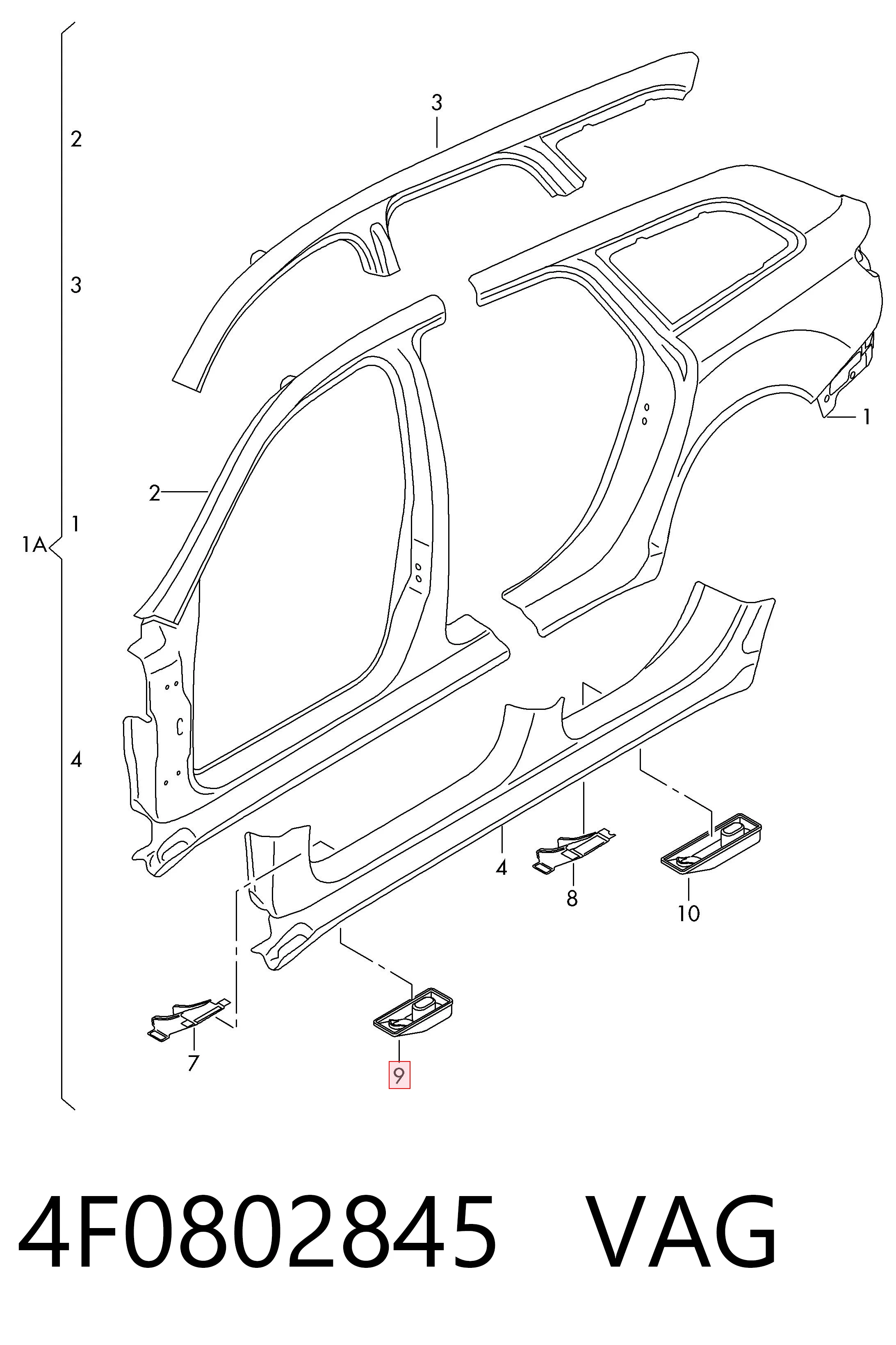 4F0802845 VAG Tapón del orificio del gato