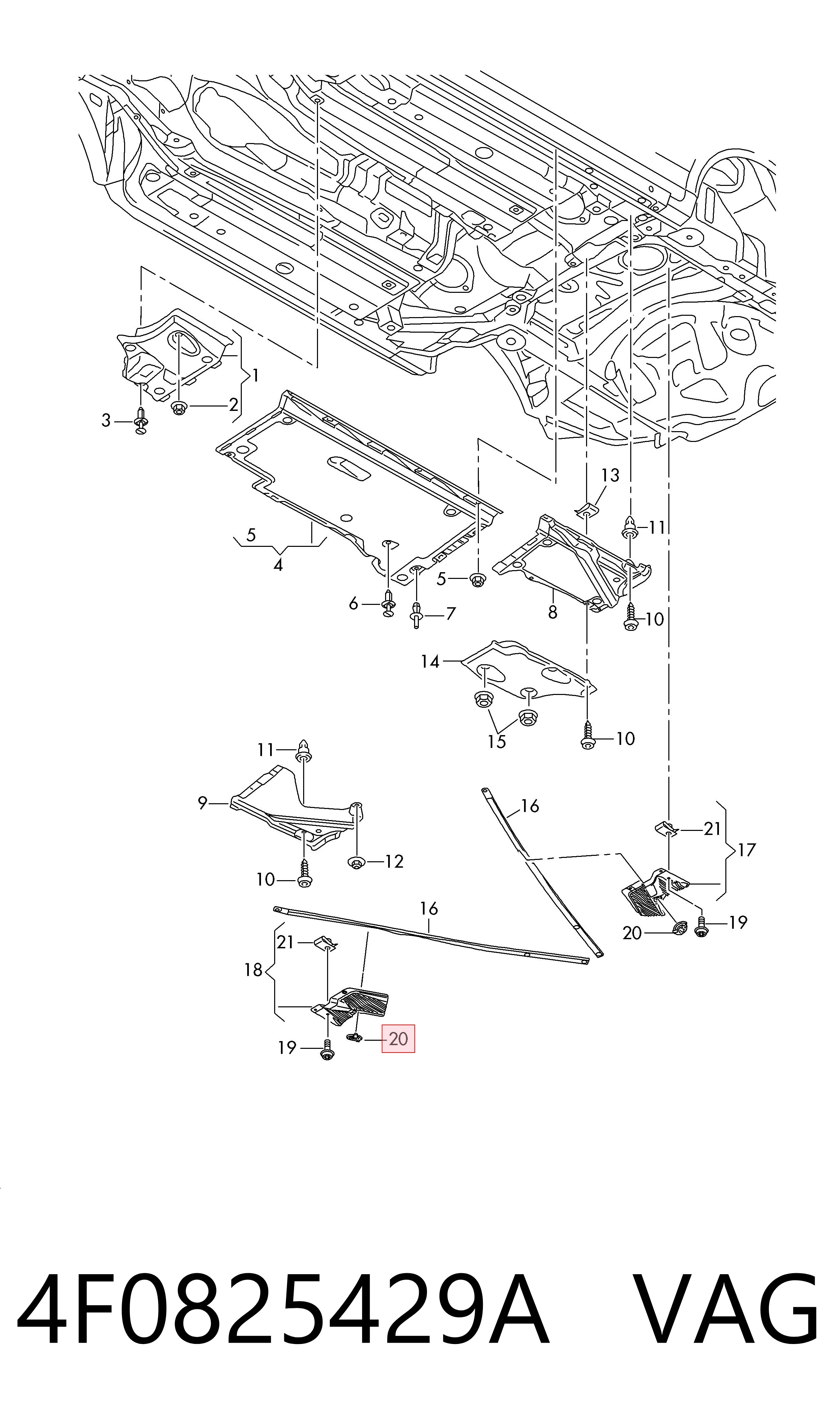 4F0825429A VAG Clip de fijación del guardabarros delantero